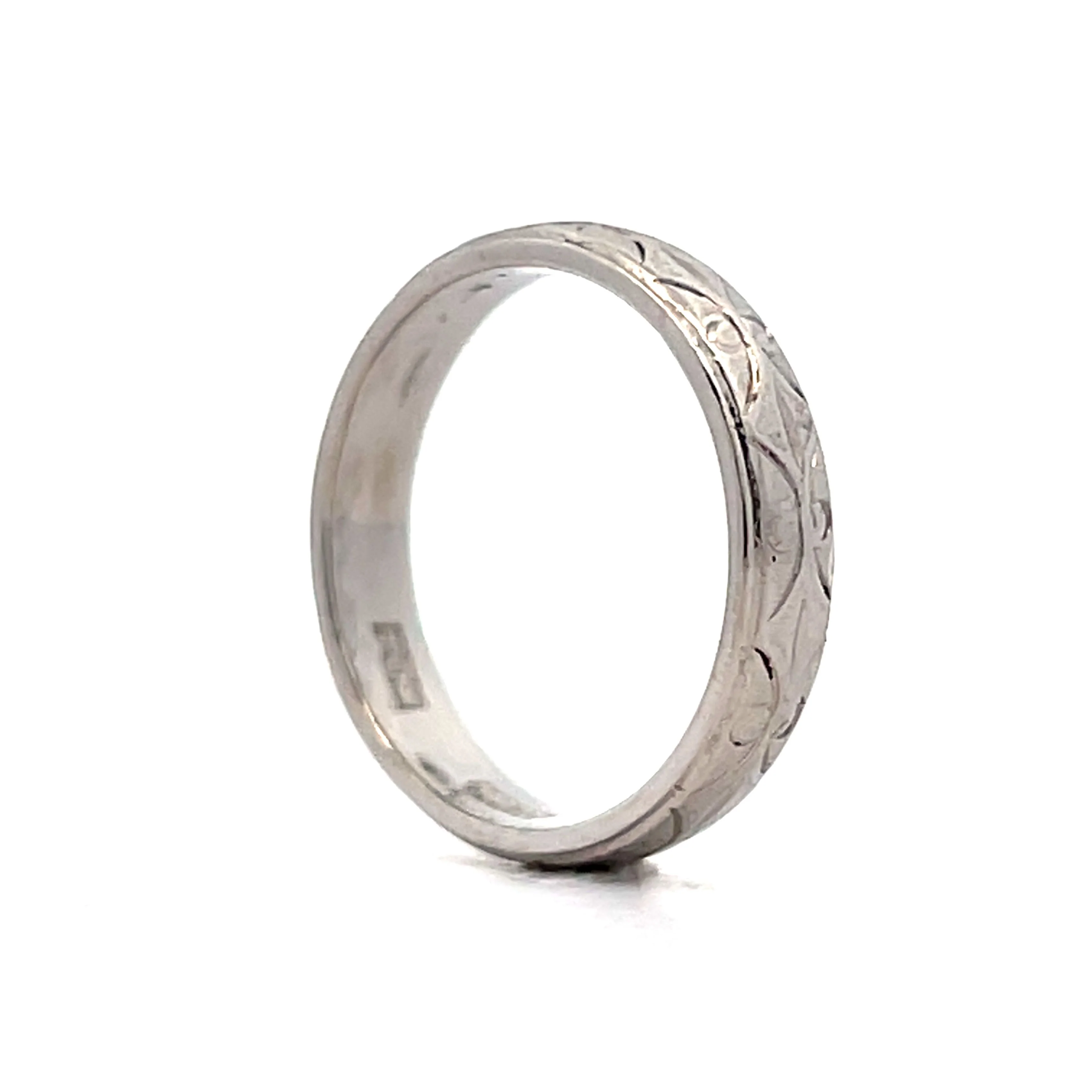 4.25mm Vintage Art Deco Wedding Band in Platinum - Image 5