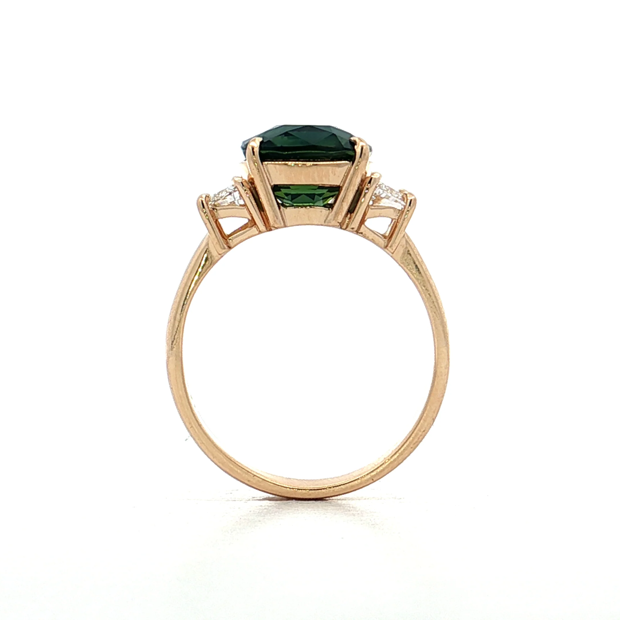 4.26 Cushion Cut Green Sapphire Engagement Ring 14k - Image 4