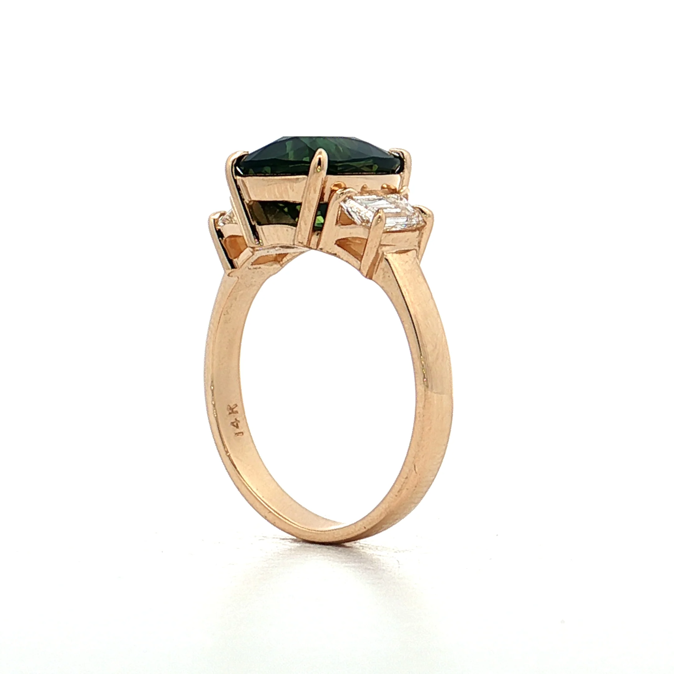 4.26 Cushion Cut Green Sapphire Engagement Ring 14k - Image 5