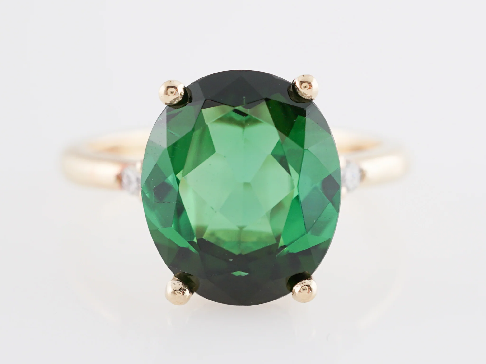 4.27 Oval Cut Tourmaline Engagement Ring in 14k Yellow Gold