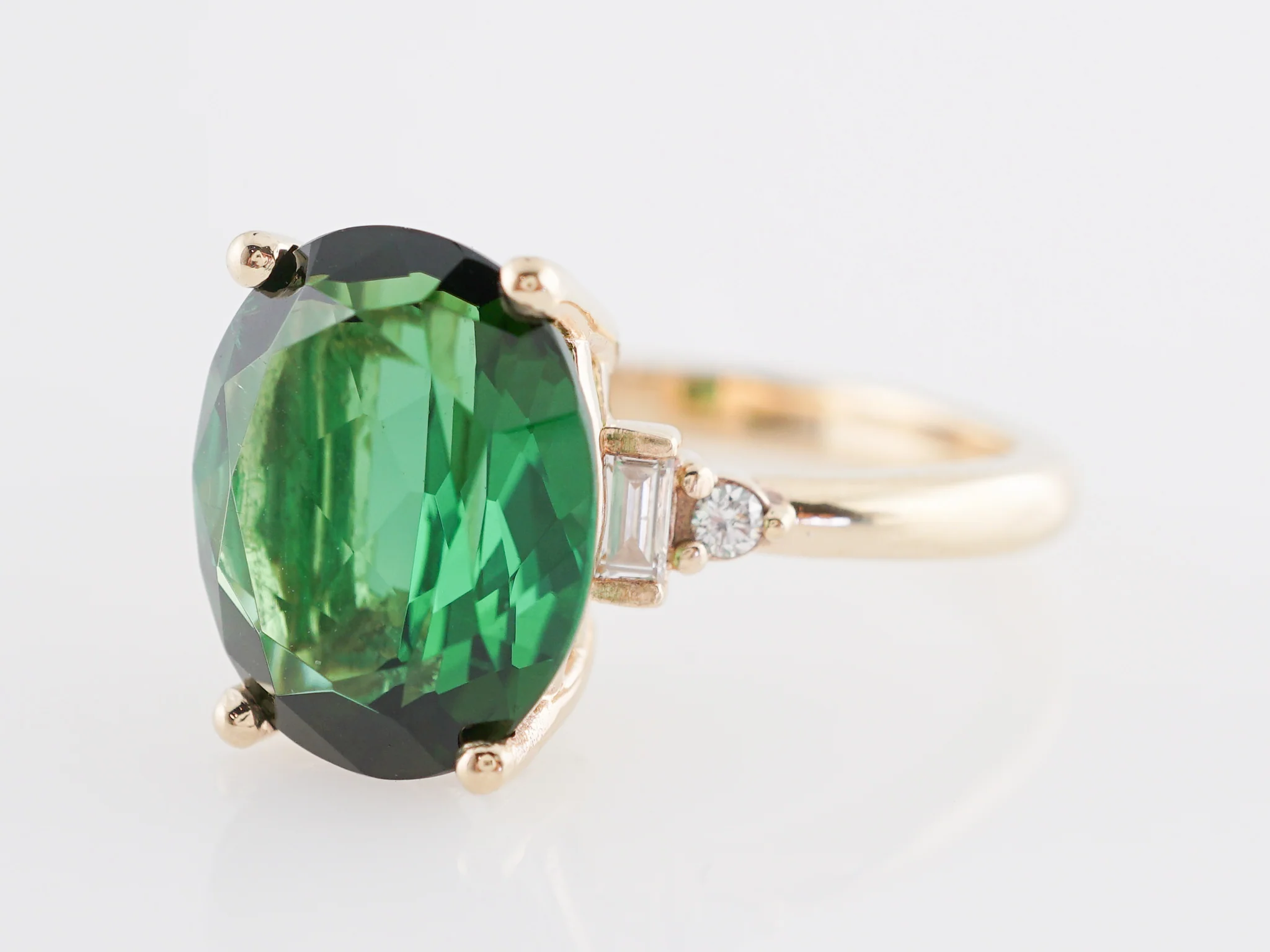 4.27 Oval Cut Tourmaline Engagement Ring in 14k Yellow Gold - Image 2