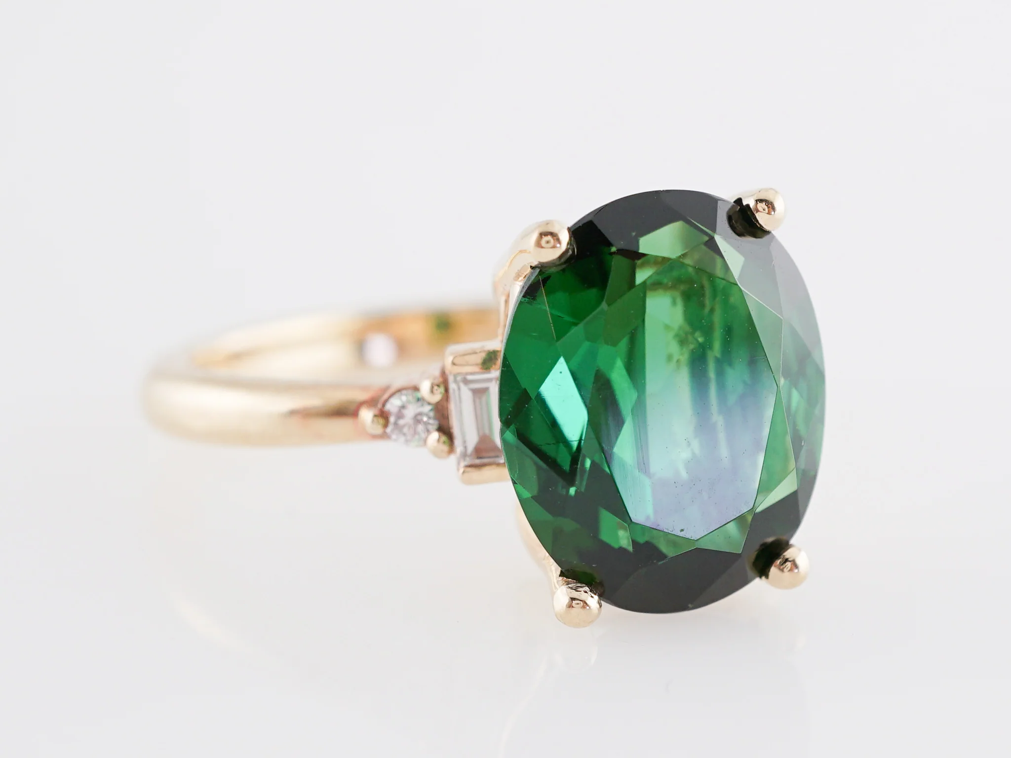 4.27 Oval Cut Tourmaline Engagement Ring in 14k Yellow Gold - Image 3