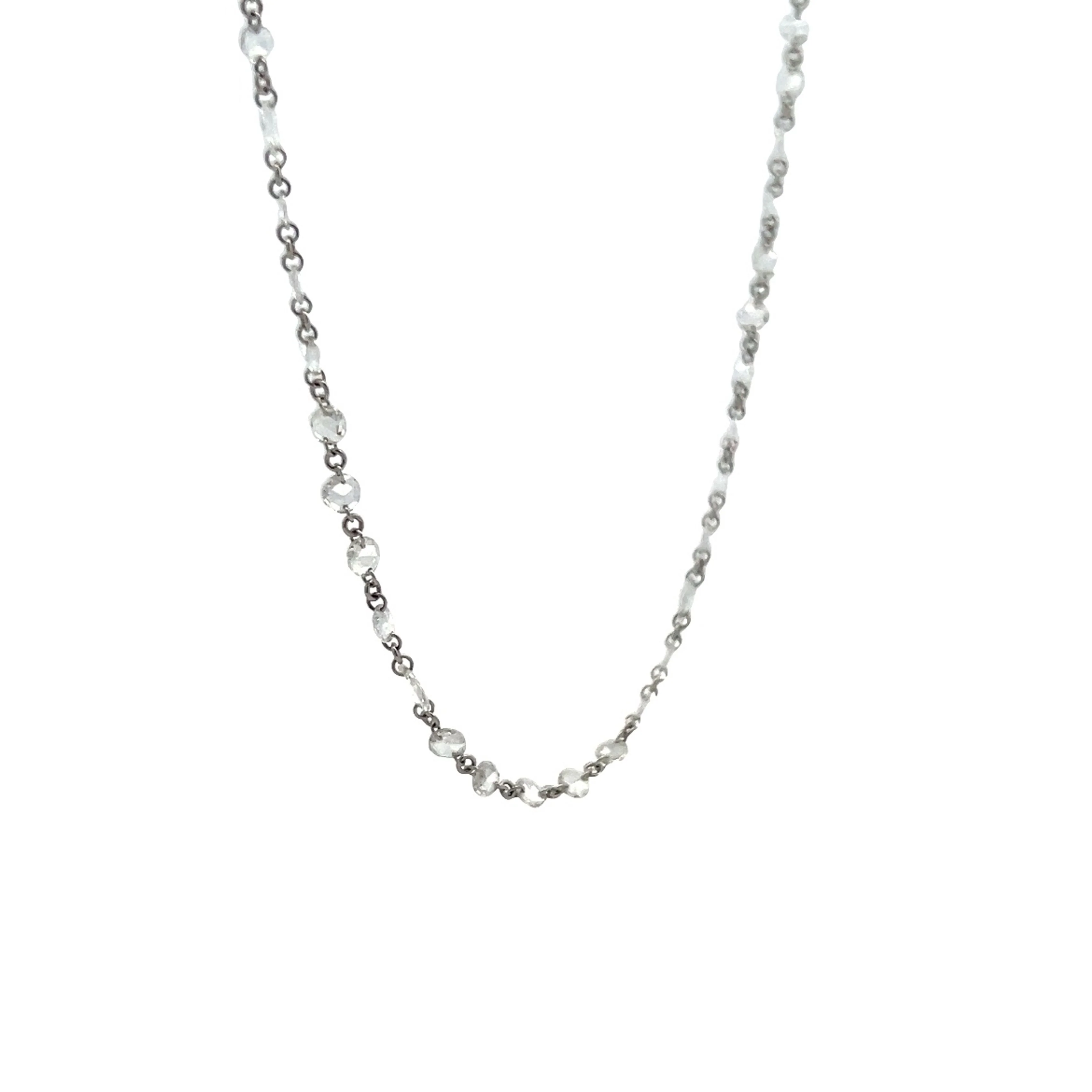 4.29 Rose Cut Diamond Necklace in 14k White Gold - Image 2