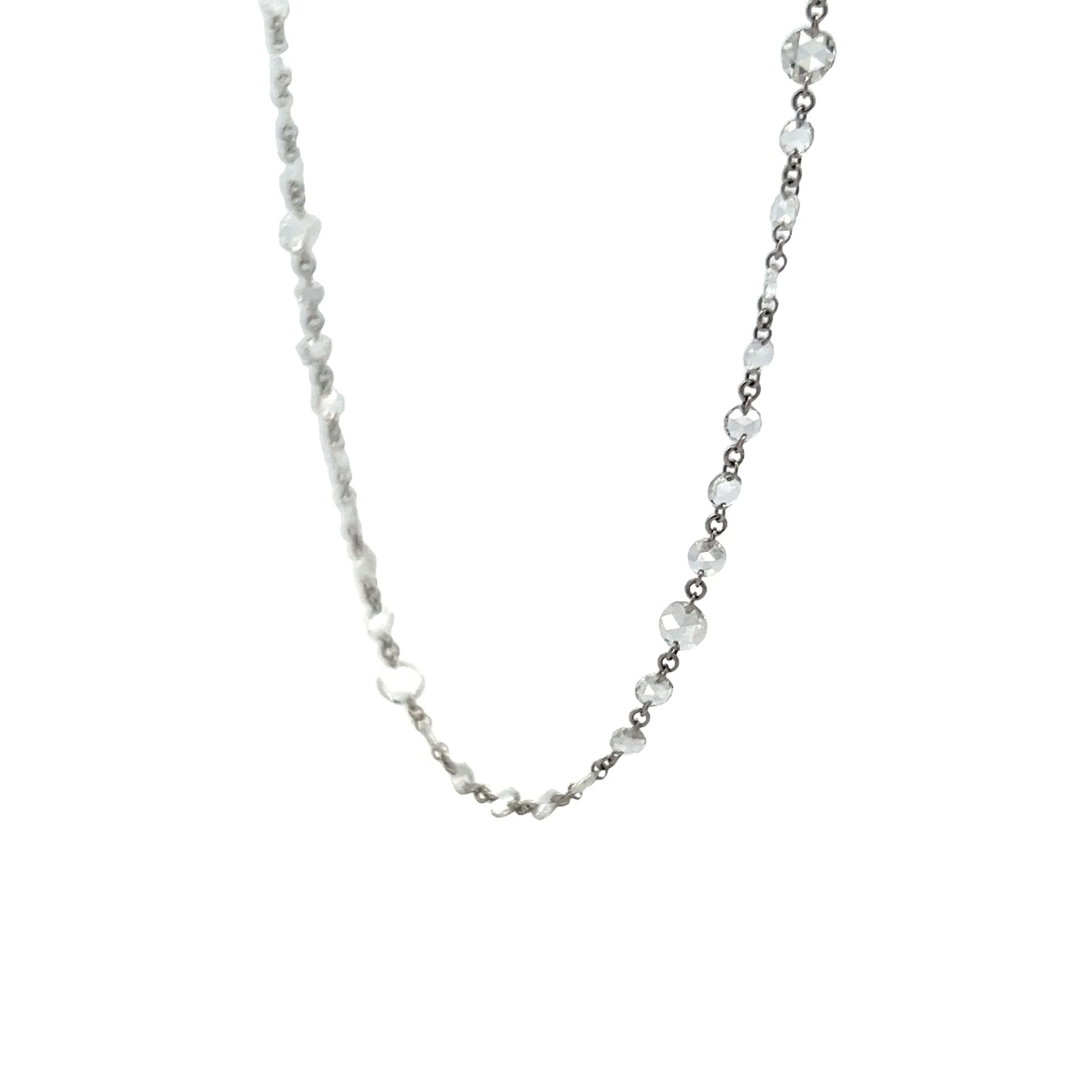 4.29 Rose Cut Diamond Necklace in 14k White Gold - Image 3