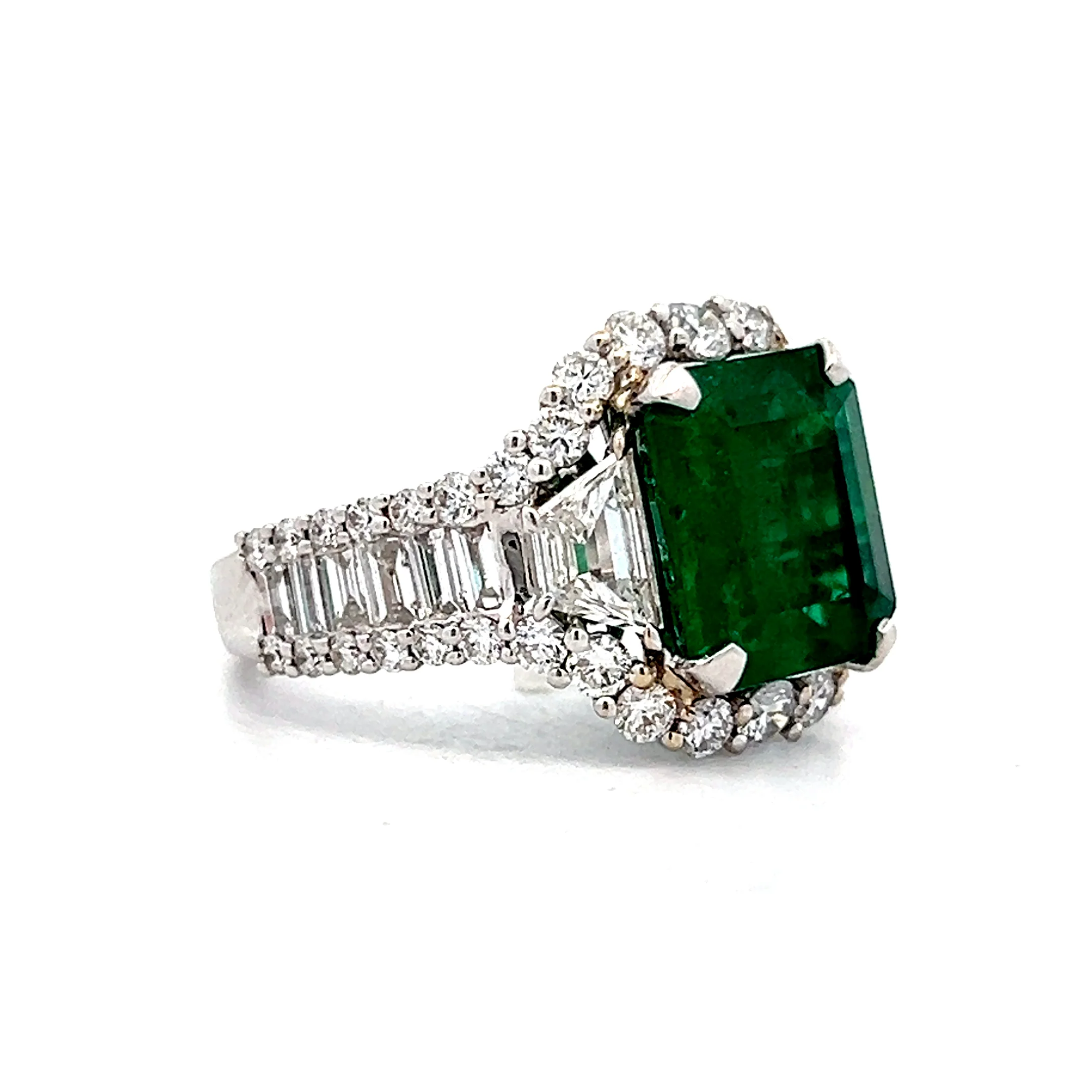 4.34 Emerald Cut Emerald & Diamond Ring in 18k - Image 3