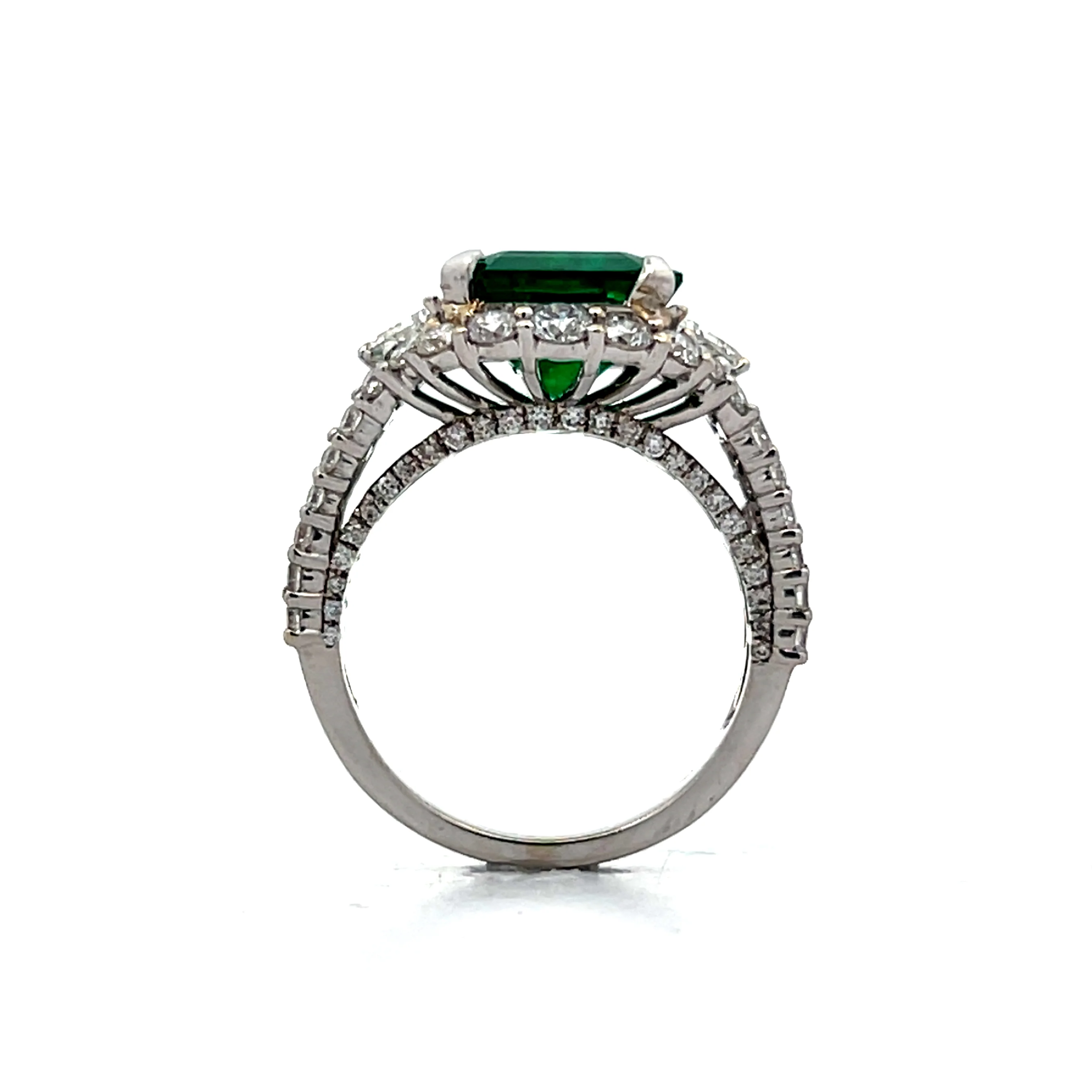 4.34 Emerald Cut Emerald & Diamond Ring in 18k - Image 4