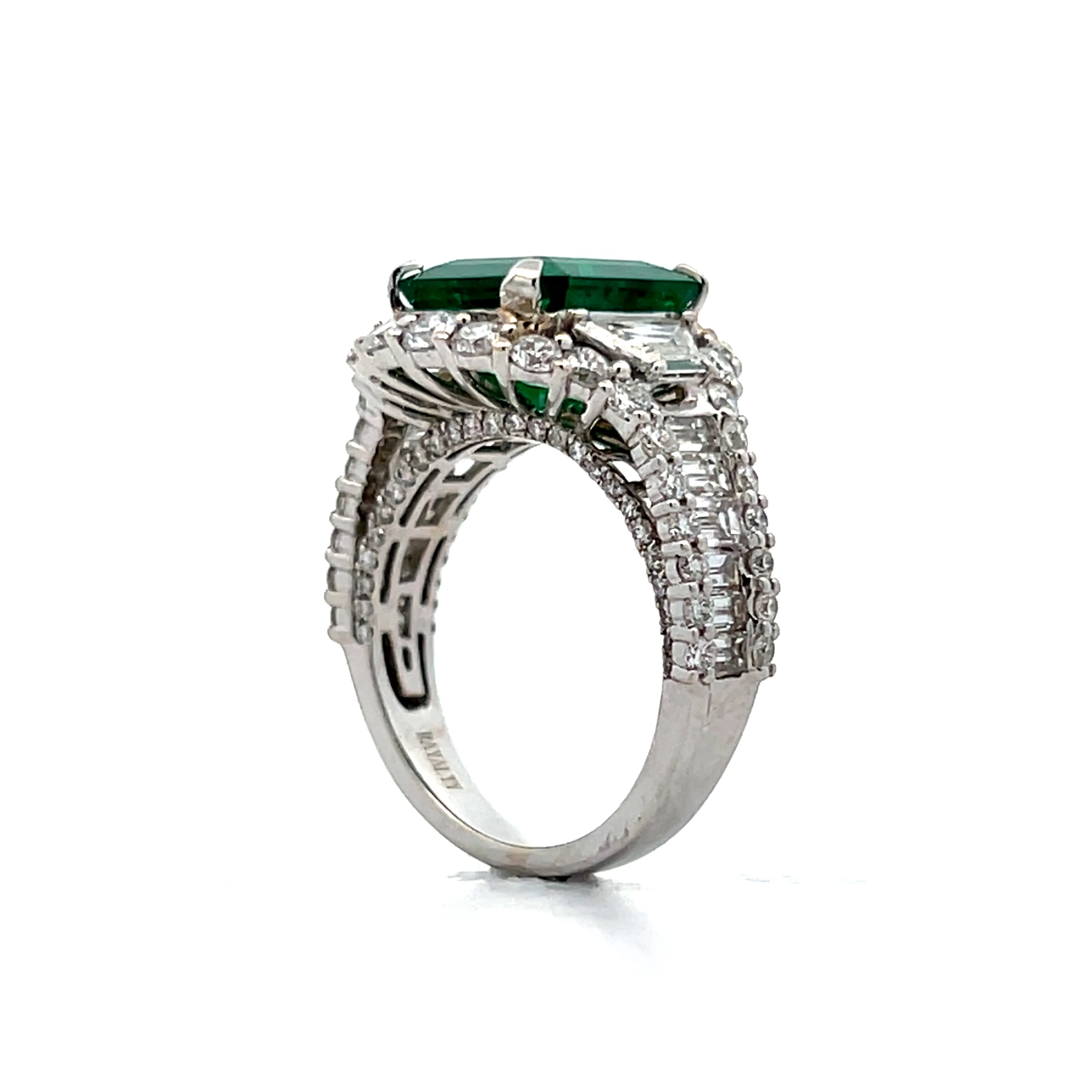 4.34 Emerald Cut Emerald & Diamond Ring in 18k - Image 5