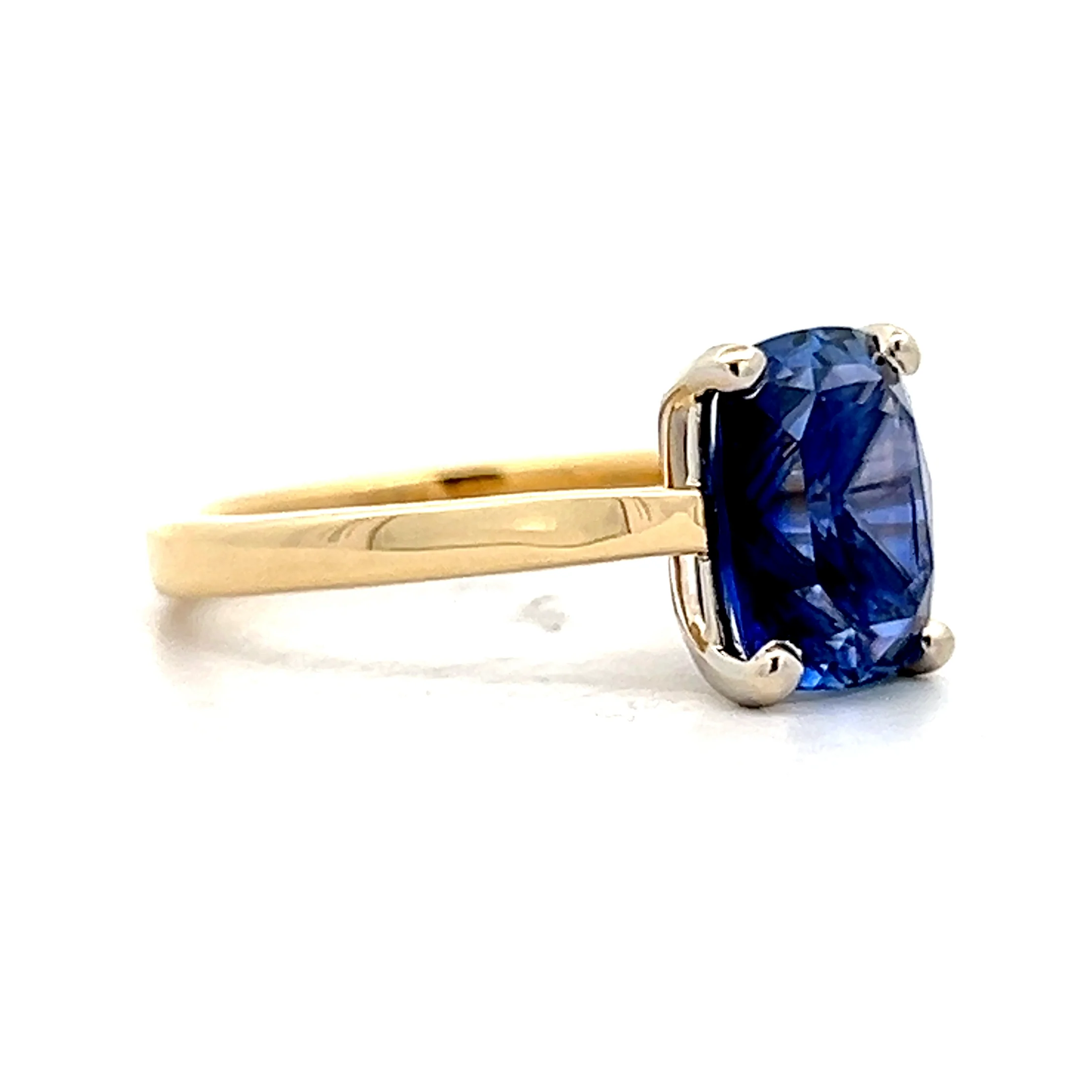 4.37 Cushion Cut Blue Sapphire Engagement Ring 18k - Image 3