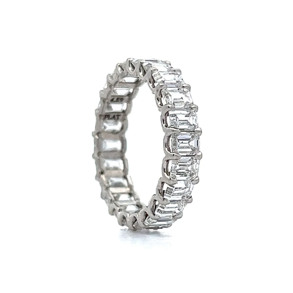 4.39 Emerald Cut Diamond Eternity Band in Platinum - Image 5