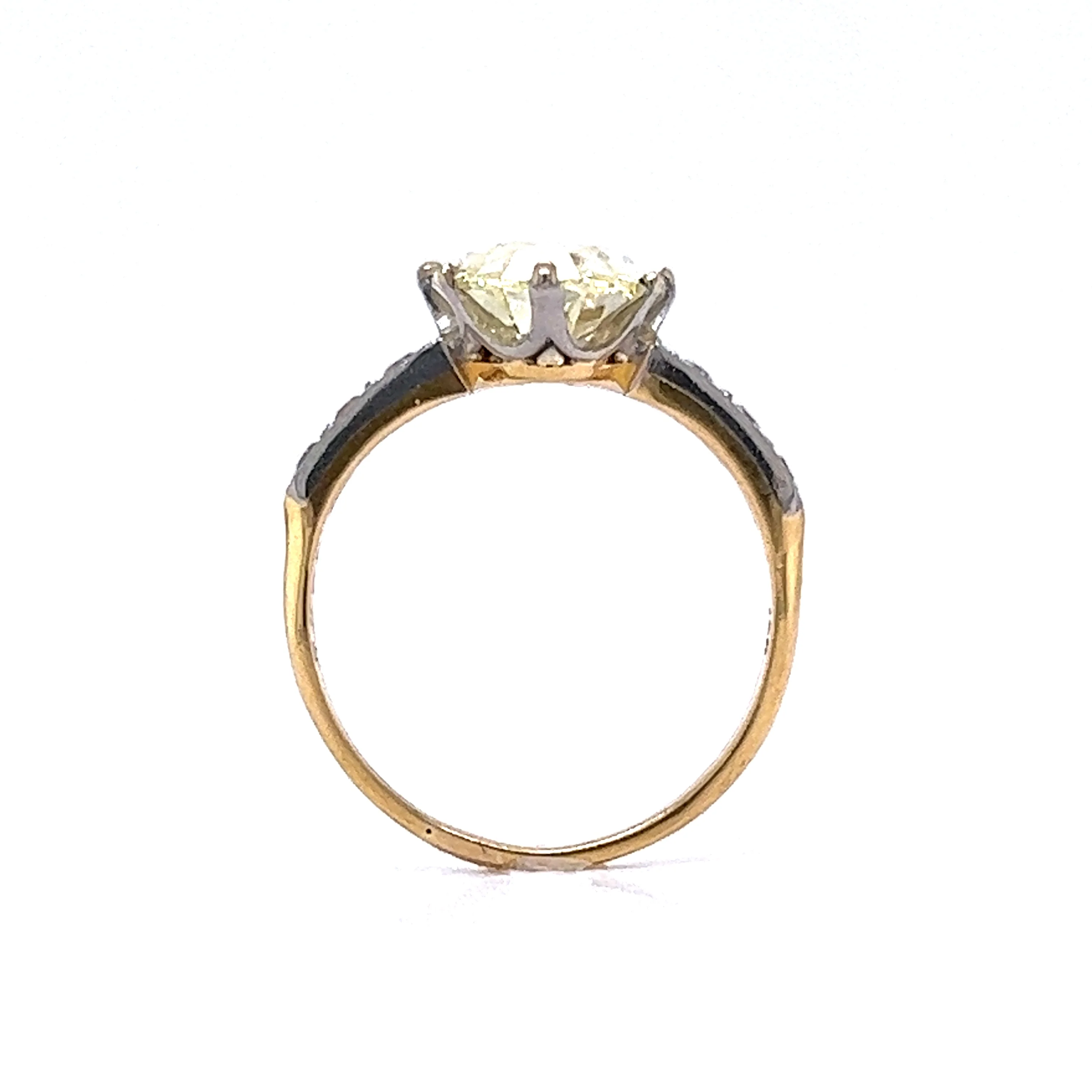4.39 Marquise Fancy Yellow Diamond Engagement Ring in Platinum & 18k - Image 4
