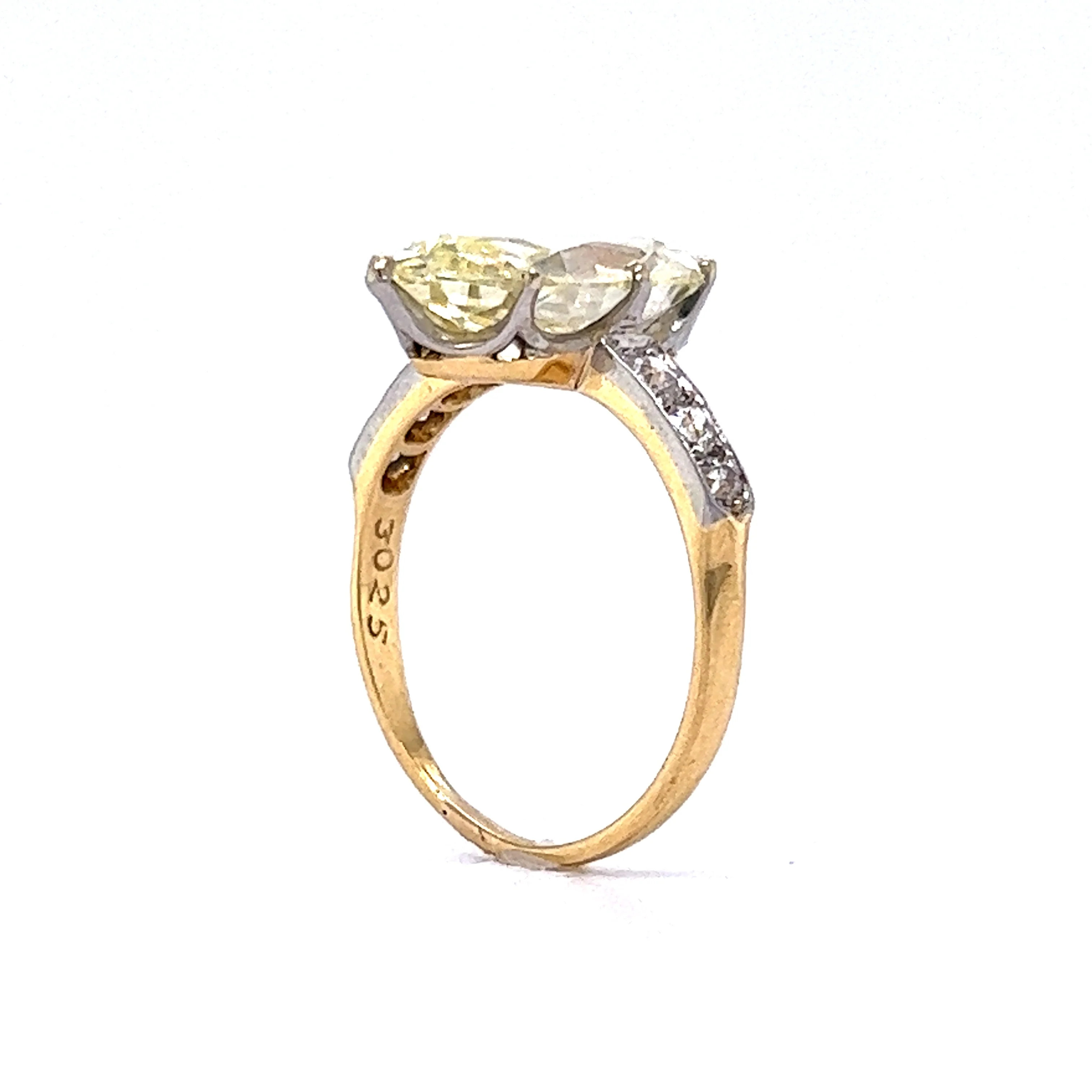 4.39 Marquise Fancy Yellow Diamond Engagement Ring in Platinum & 18k - Image 5