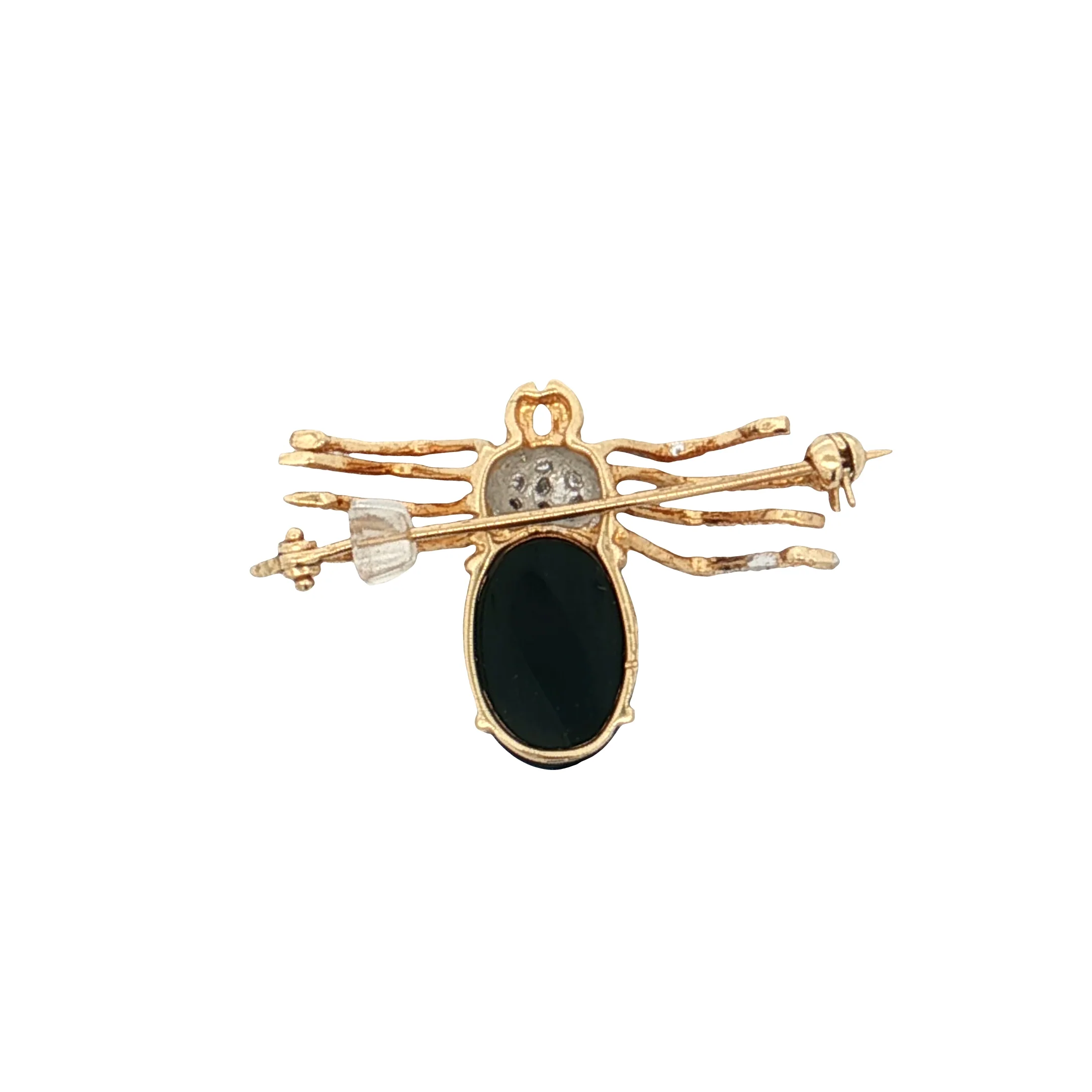 4.40 Onyx & Diamond Spider Brooch 18k Yellow Gold - Image 2