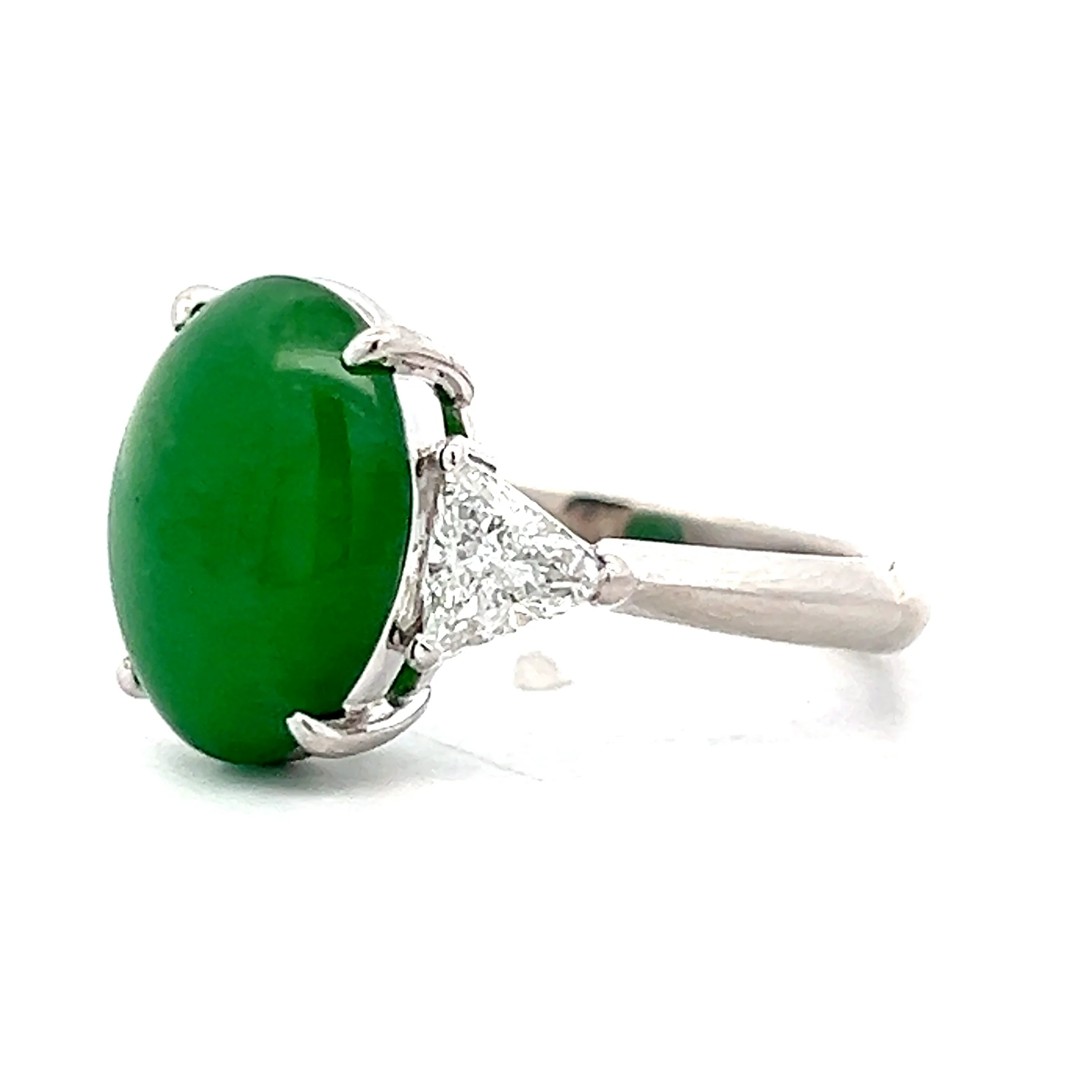 4.41 Cabochon Jadeite & Diamond Cocktail Ring Platinum - Image 2