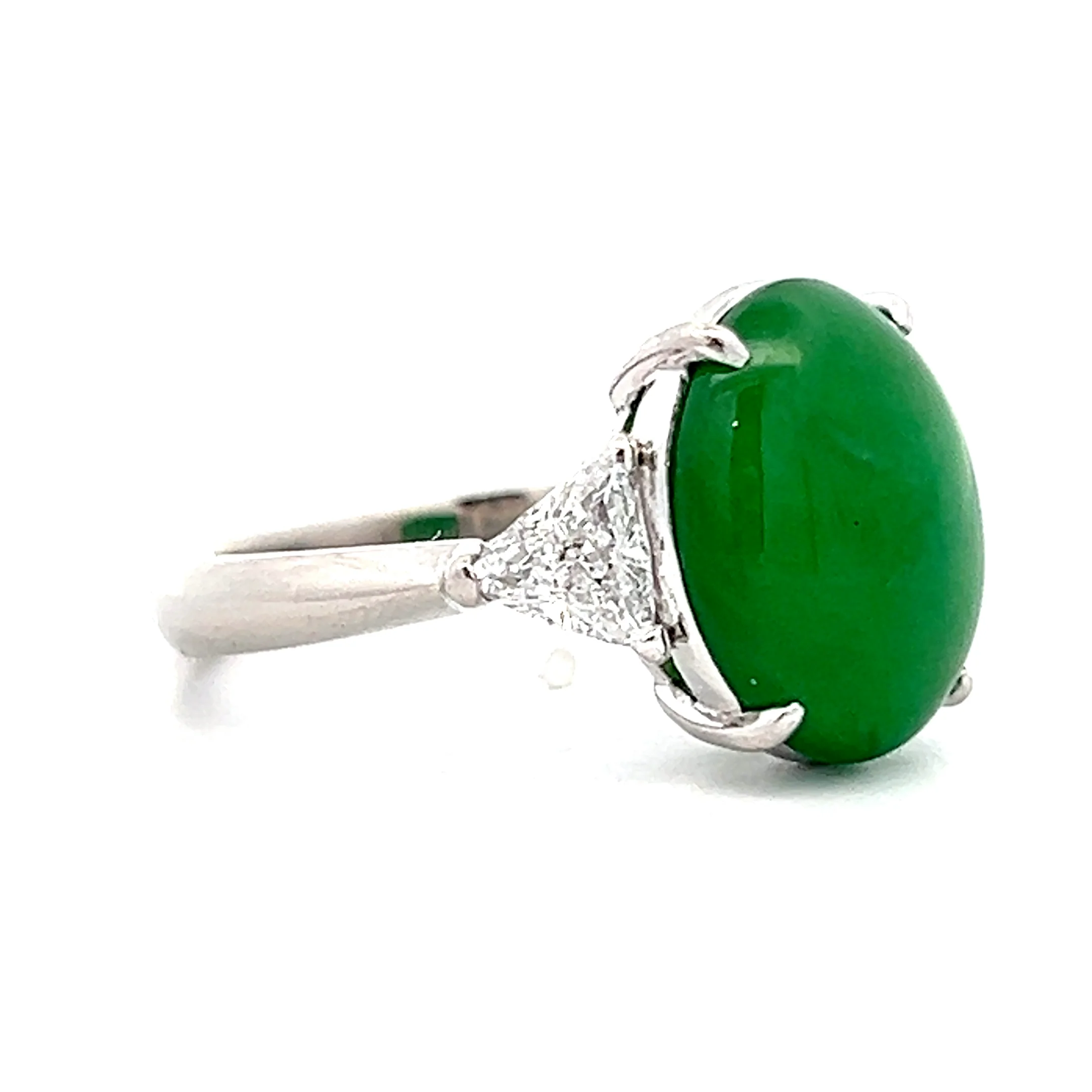 4.41 Cabochon Jadeite & Diamond Cocktail Ring Platinum - Image 3
