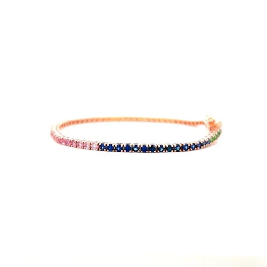 4.43 Rainbow Sapphire Bracelet in 14k Rose Gold - Image 2