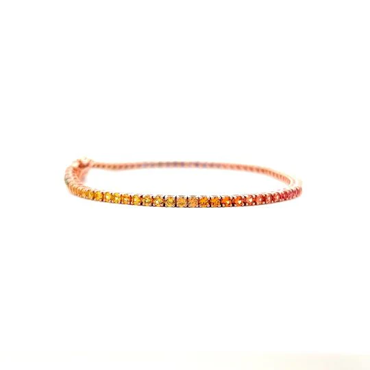 4.43 Rainbow Sapphire Bracelet in 14k Rose Gold - Image 3