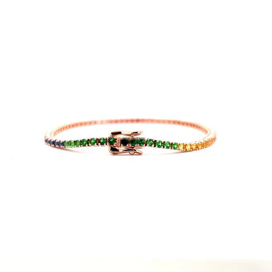 4.43 Rainbow Sapphire Bracelet in 14k Rose Gold - Image 4