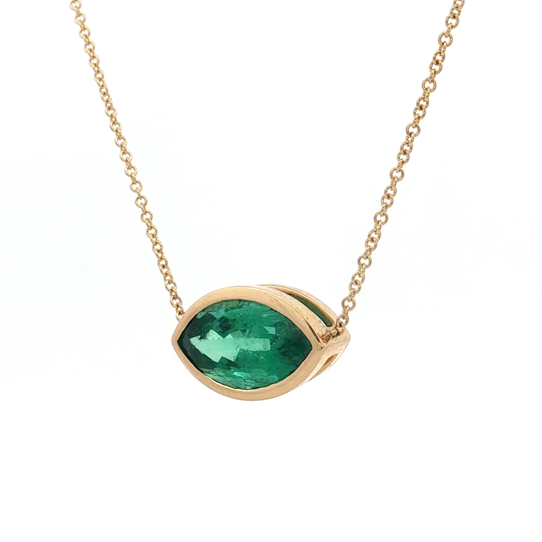 4.46 Marquise Emerald Pendant Necklace 18k - Image 2