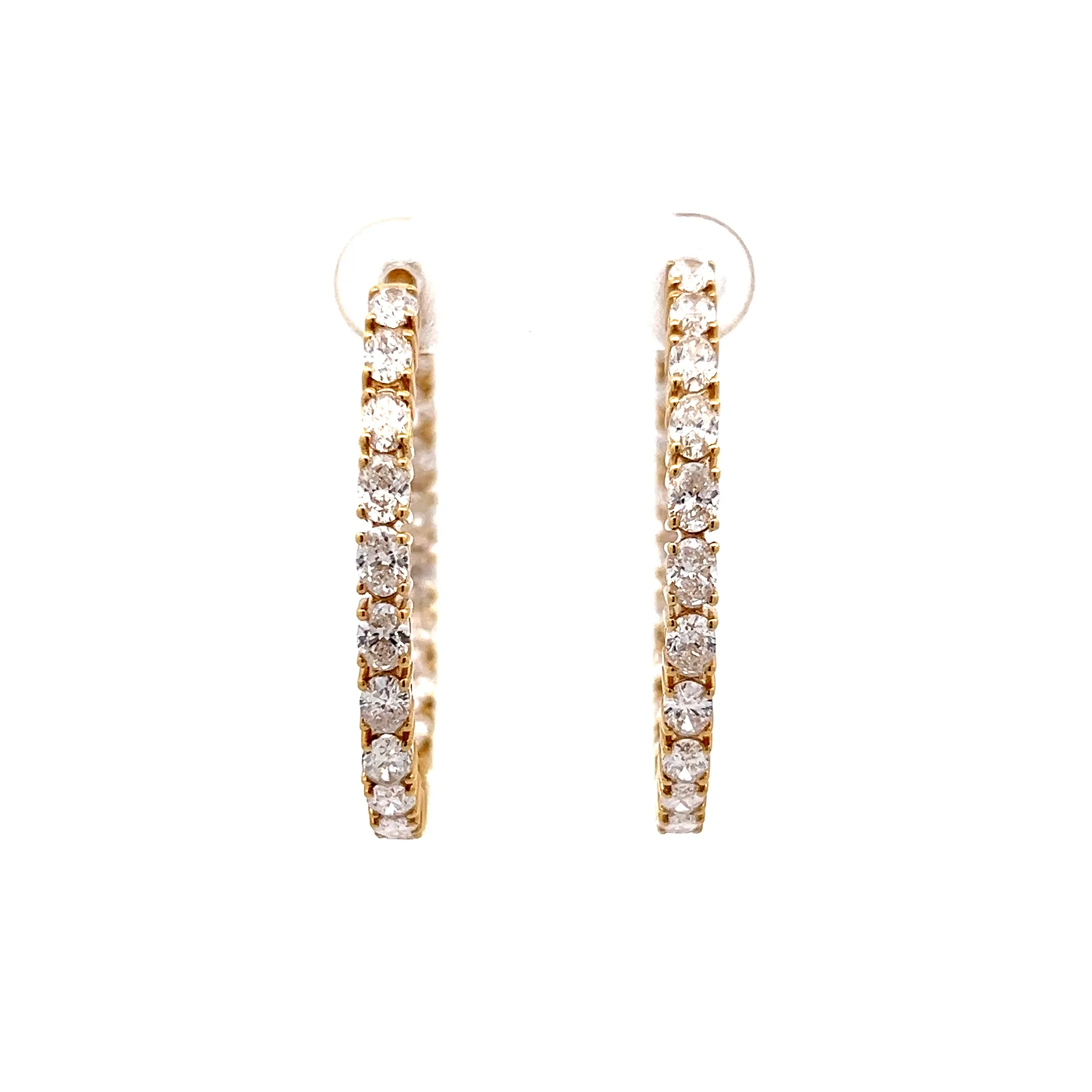 4.46 Oval Cut Diamond Hoop Earrings in 18k