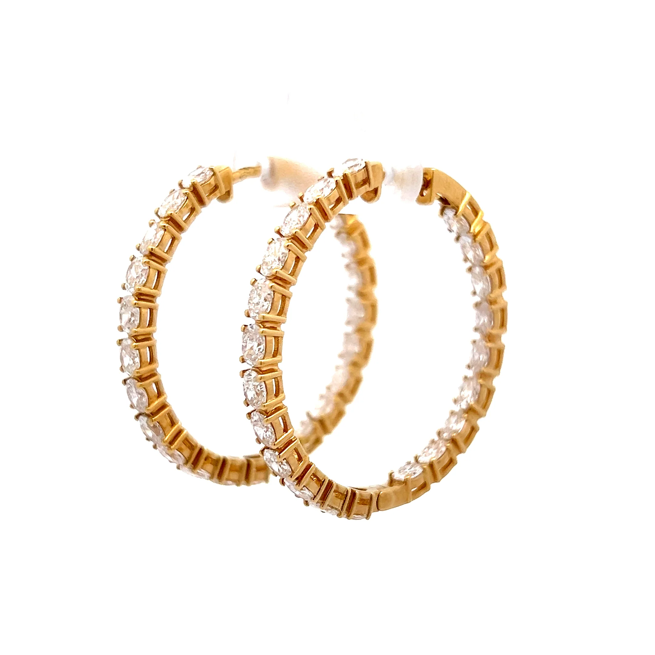 4.46 Oval Cut Diamond Hoop Earrings in 18k - Image 2