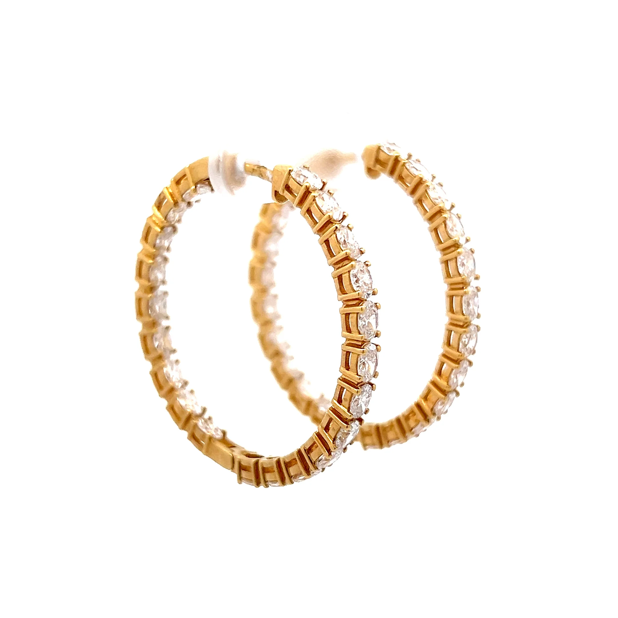 4.46 Oval Cut Diamond Hoop Earrings in 18k - Image 3