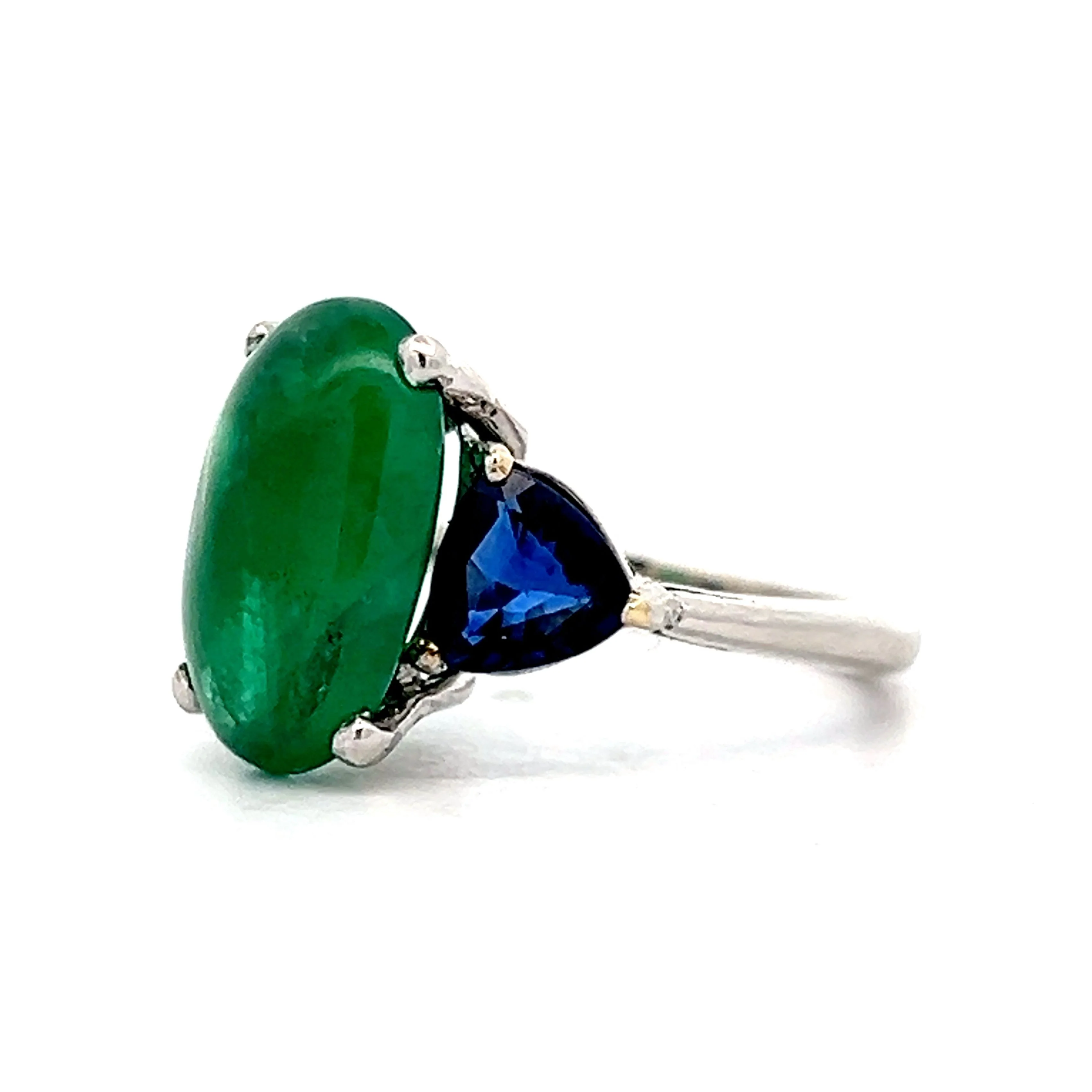 4.49 Emerald & Sapphire Cocktail Ring in Platinum - Image 2