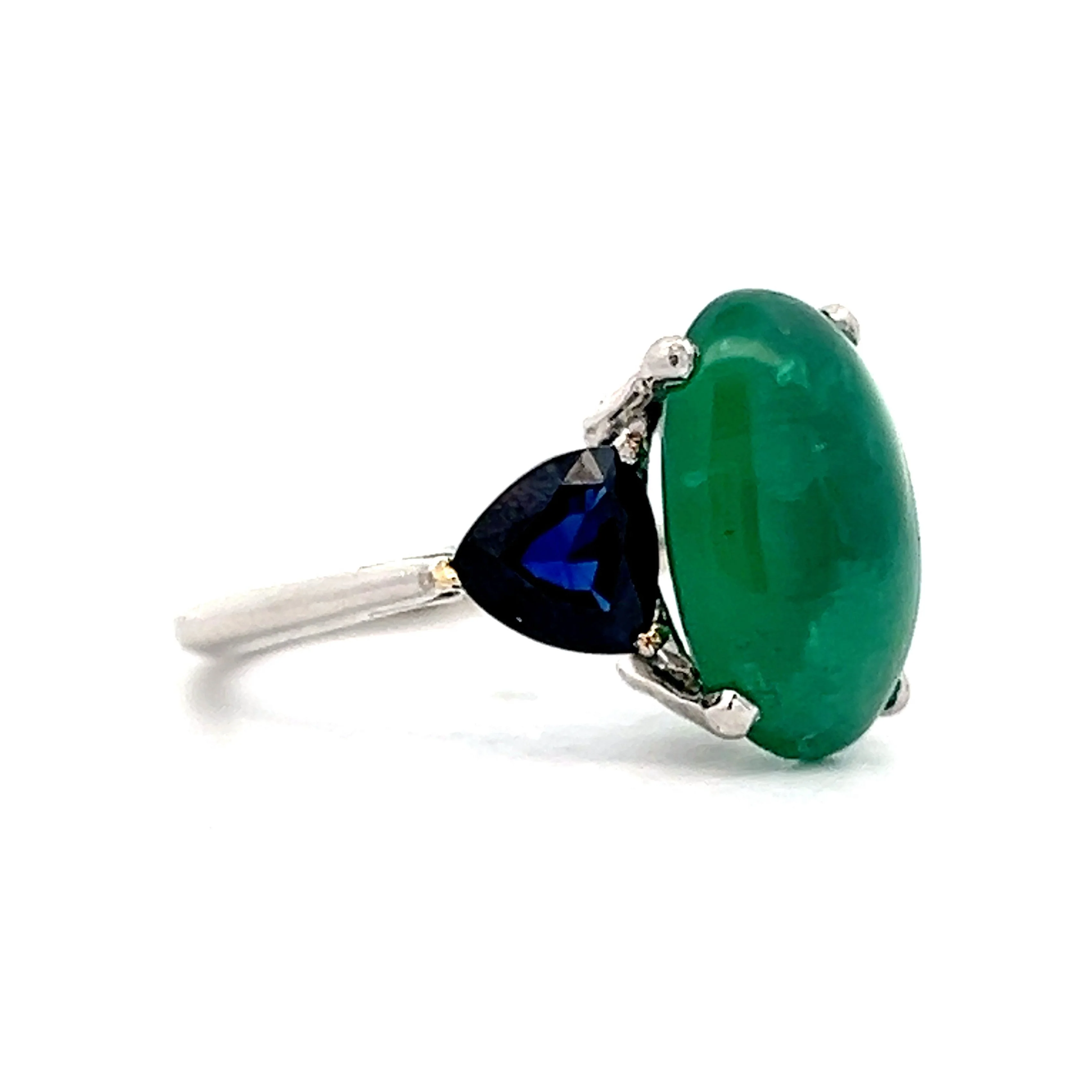4.49 Emerald & Sapphire Cocktail Ring in Platinum - Image 3