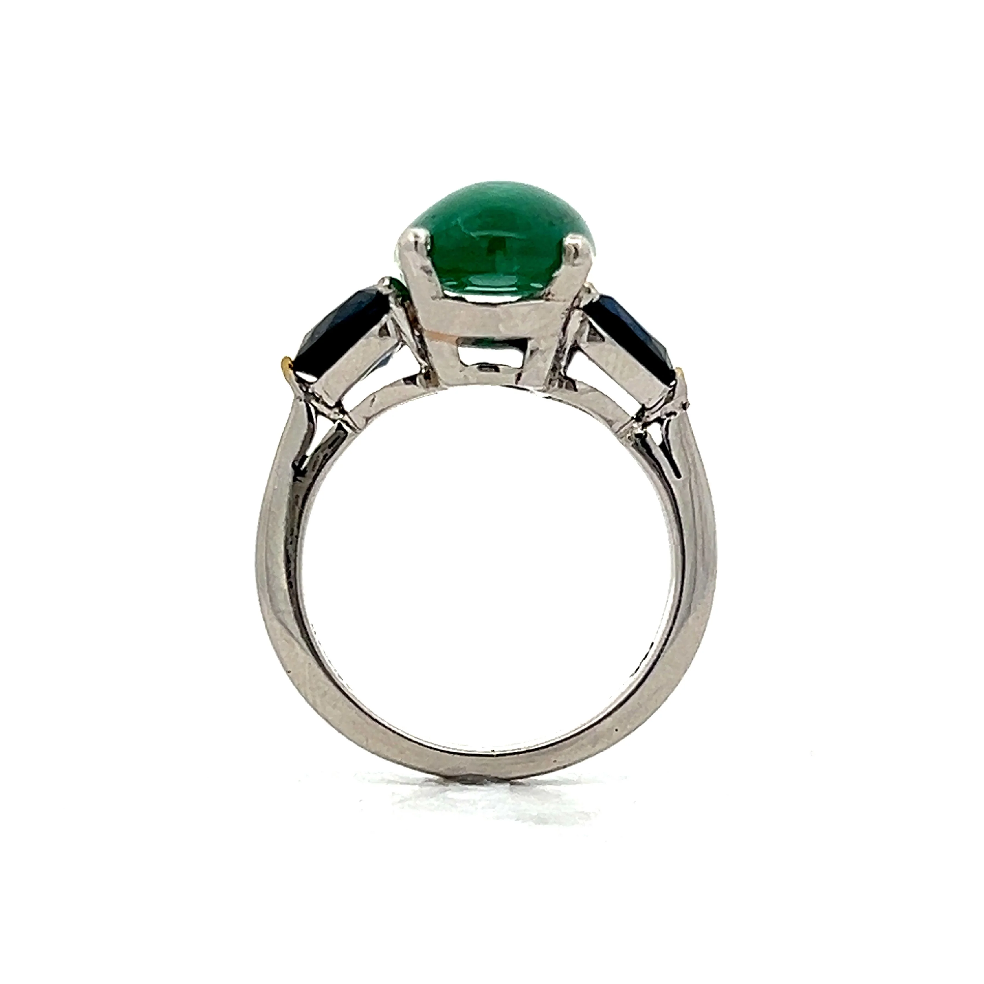 4.49 Emerald & Sapphire Cocktail Ring in Platinum - Image 4
