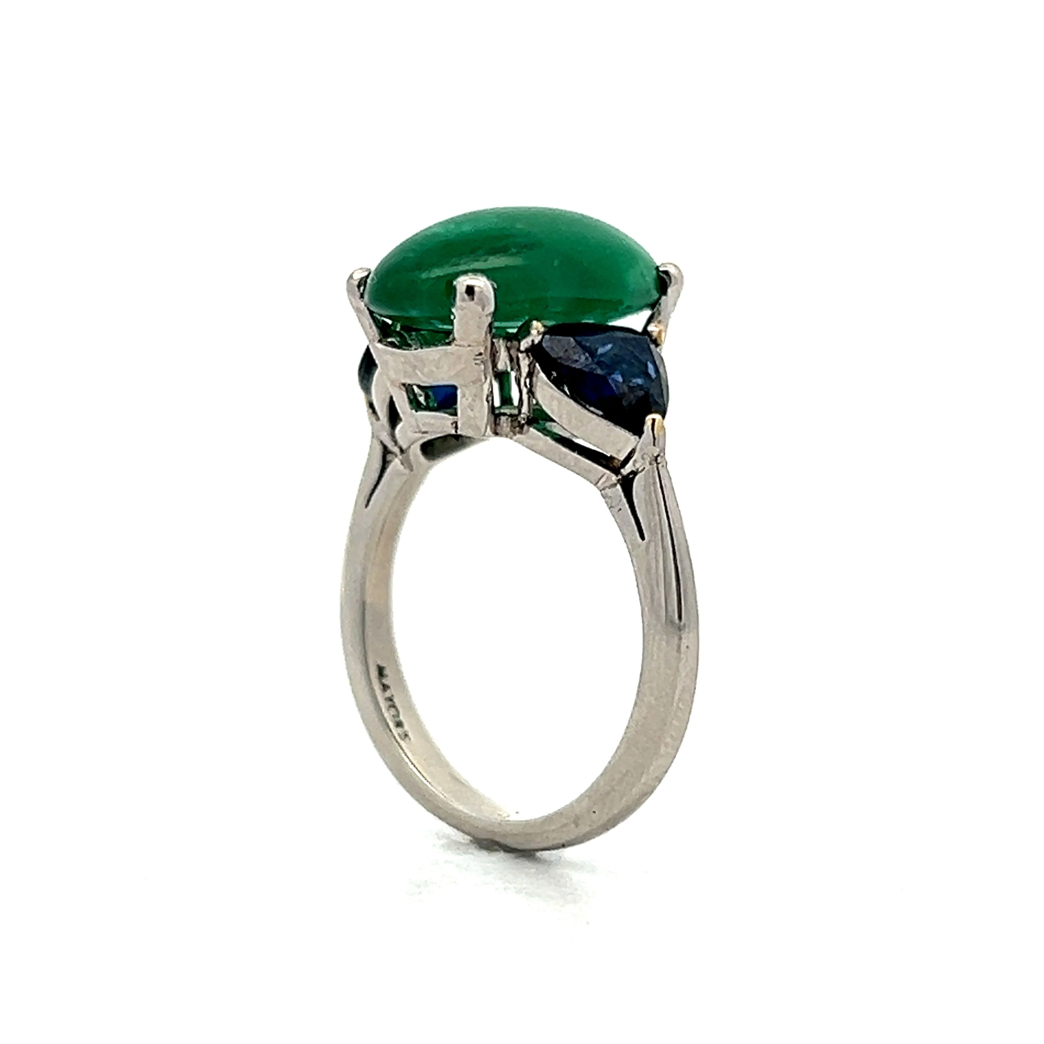 4.49 Emerald & Sapphire Cocktail Ring in Platinum - Image 5