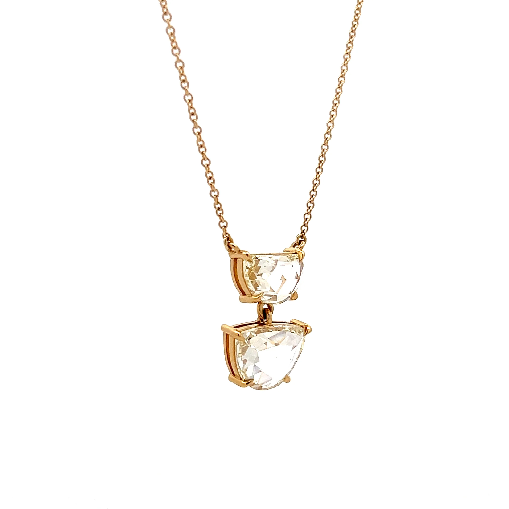 4.50 Rose Cut Diamond Pendant Necklace in 18k - Image 3