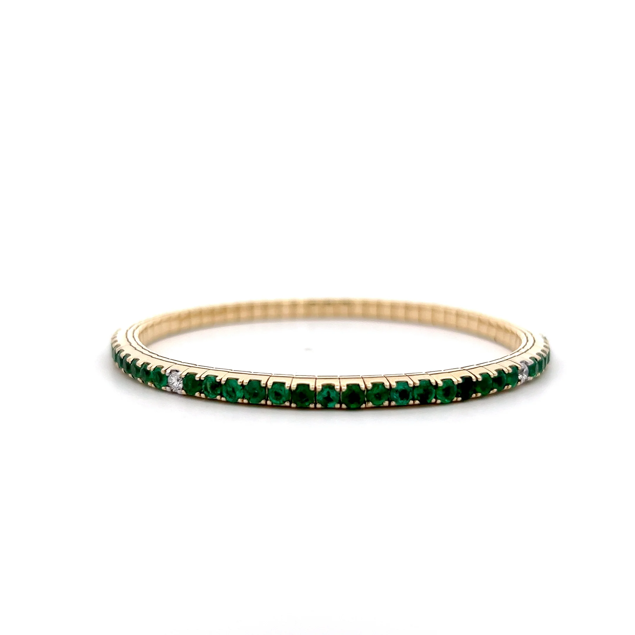 4.69 Round Cut Emerald Bangle Tennis Bracelet in 14k - Image 3
