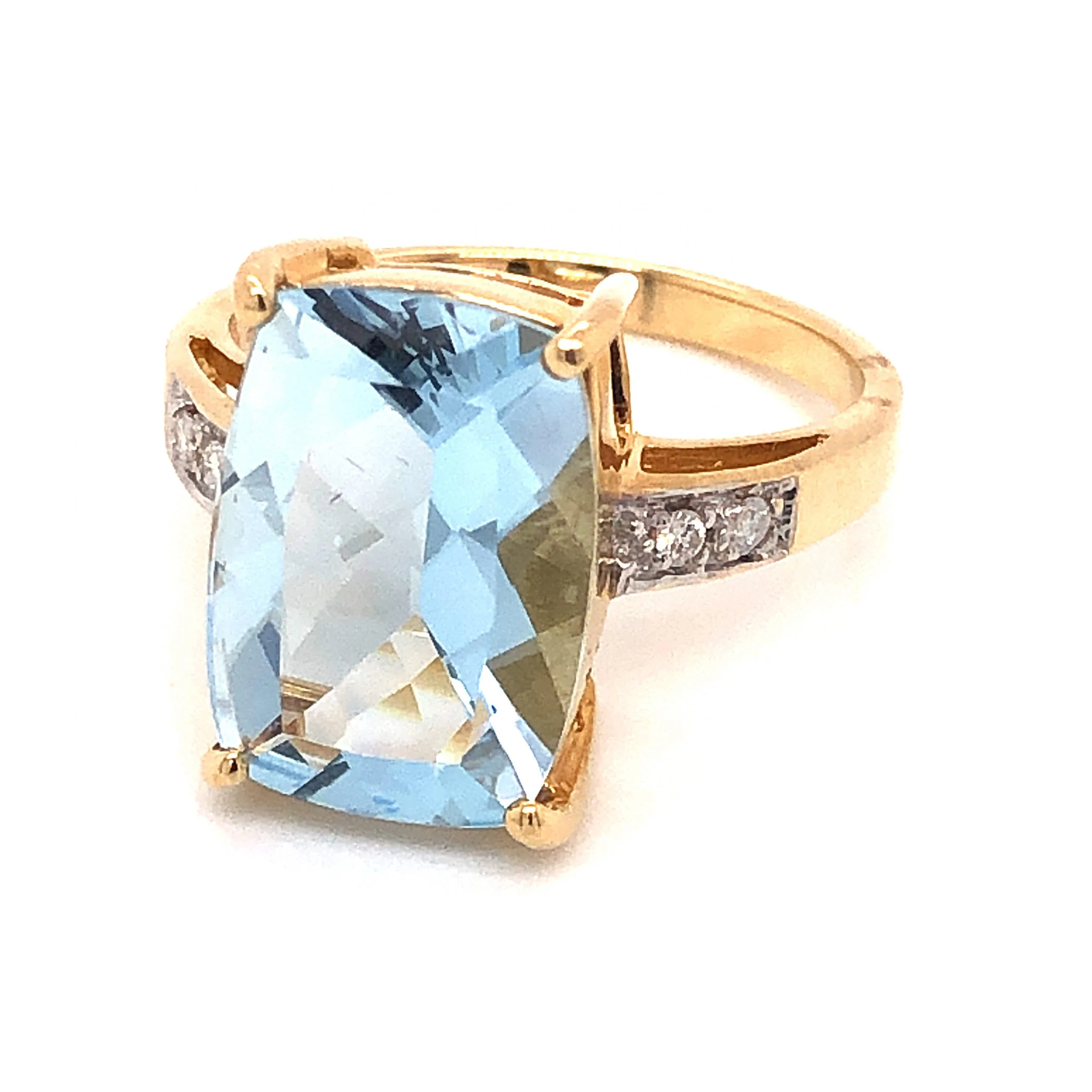 4.70 Aquamarine & Diamond Cocktail Ring in 14K Yellow Gold - Image 2