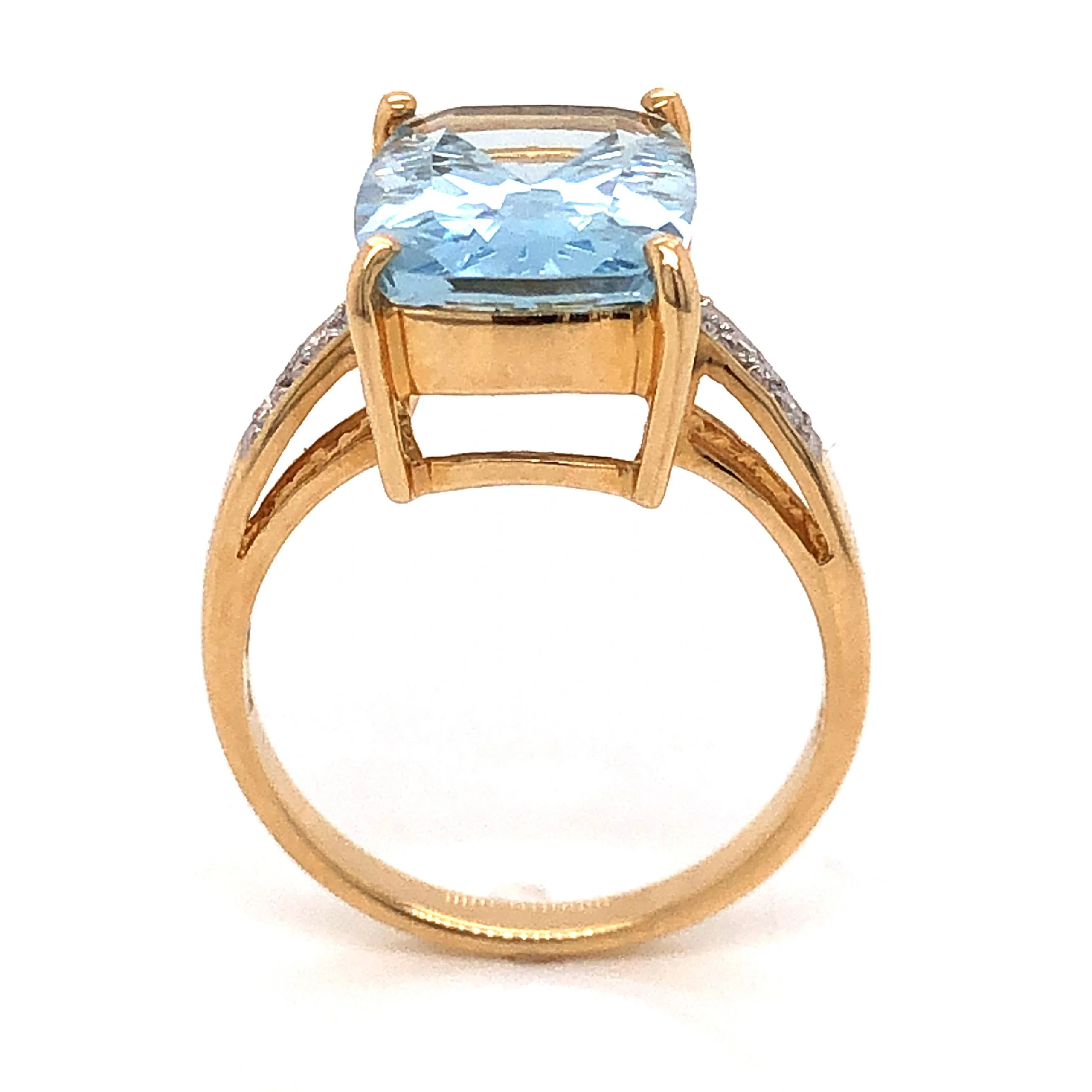 4.70 Aquamarine & Diamond Cocktail Ring in 14K Yellow Gold - Image 4