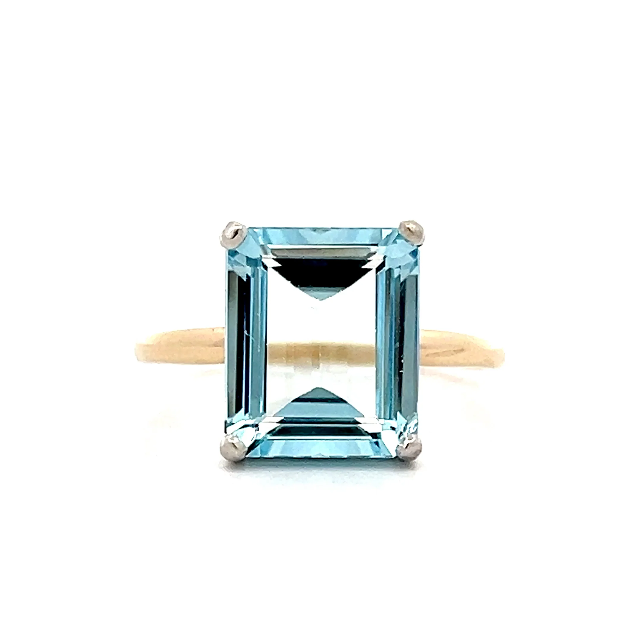 4.70 Emerald Cut Aquamarine Cocktail Ring in 14k
