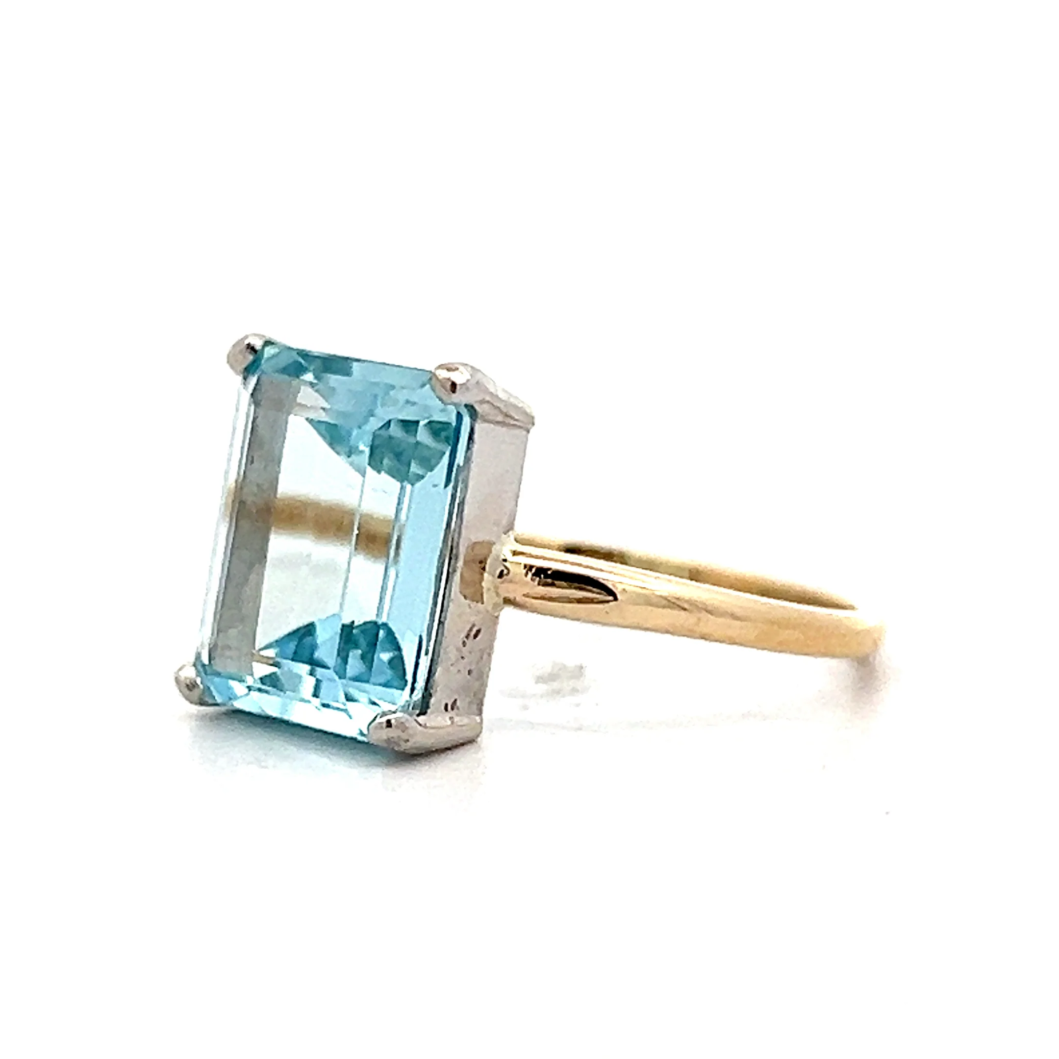 4.70 Emerald Cut Aquamarine Cocktail Ring in 14k - Image 2