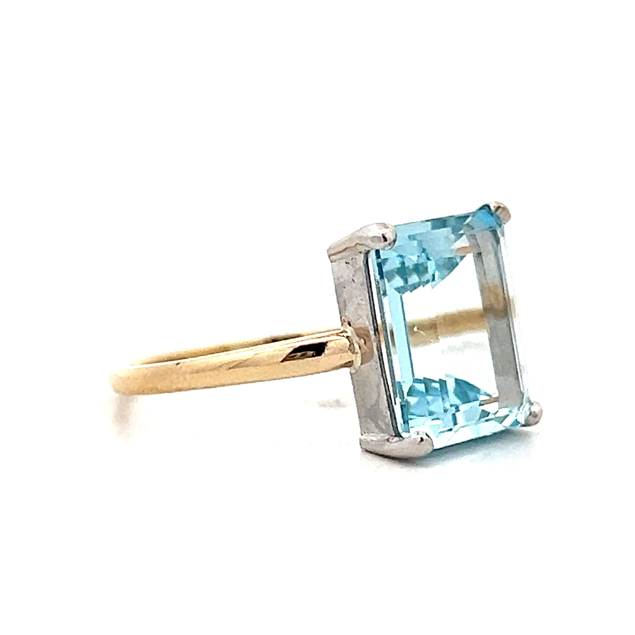 4.70 Emerald Cut Aquamarine Cocktail Ring in 14k - Image 3