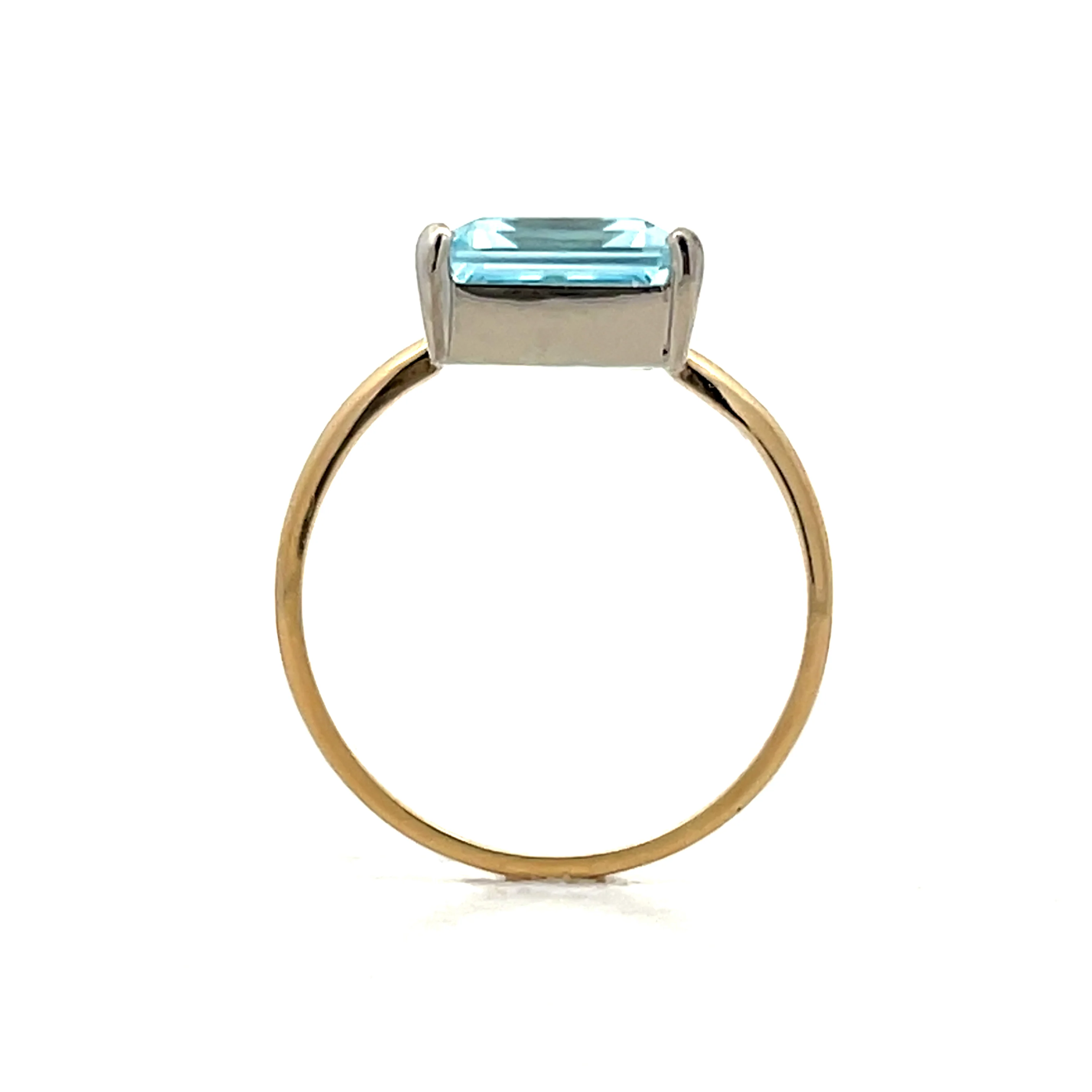 4.70 Emerald Cut Aquamarine Cocktail Ring in 14k - Image 4