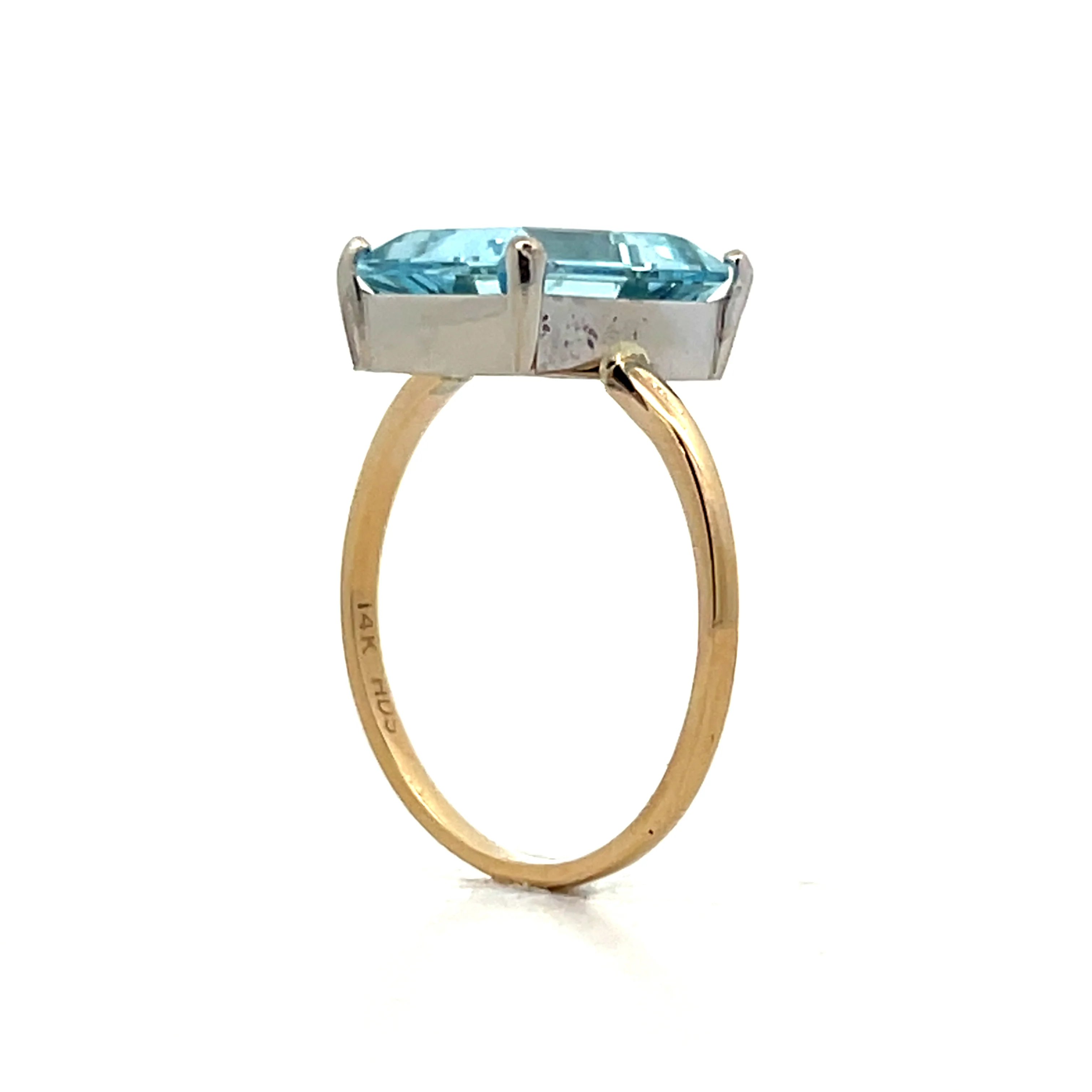 4.70 Emerald Cut Aquamarine Cocktail Ring in 14k - Image 5