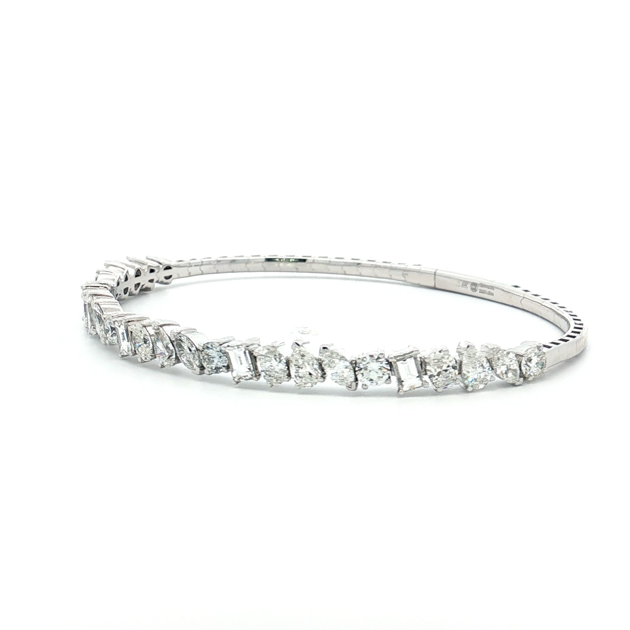 4.75 Diamond Flexible Bangle Bracelet 14k White Gold - Image 2