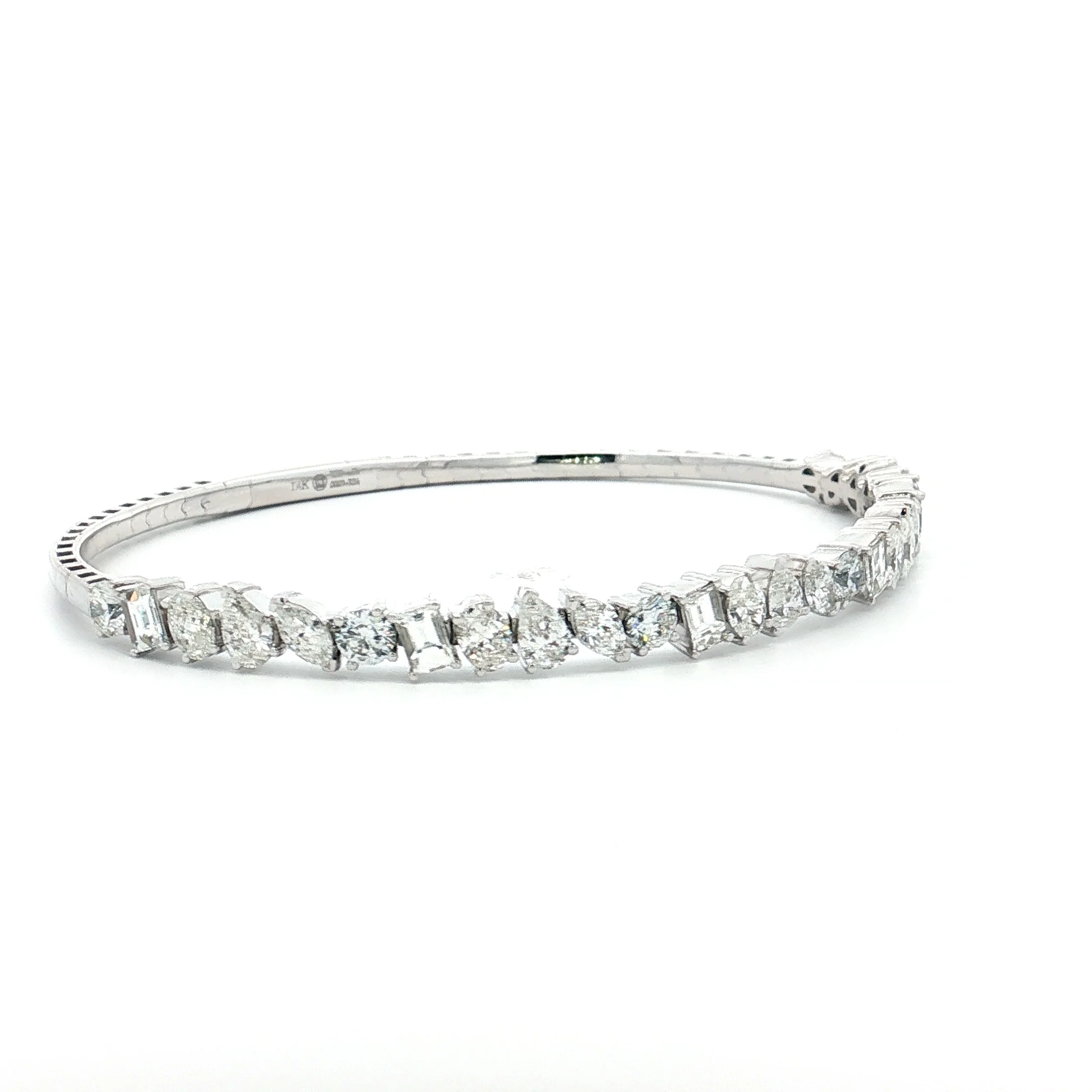 4.75 Diamond Flexible Bangle Bracelet 14k White Gold - Image 3
