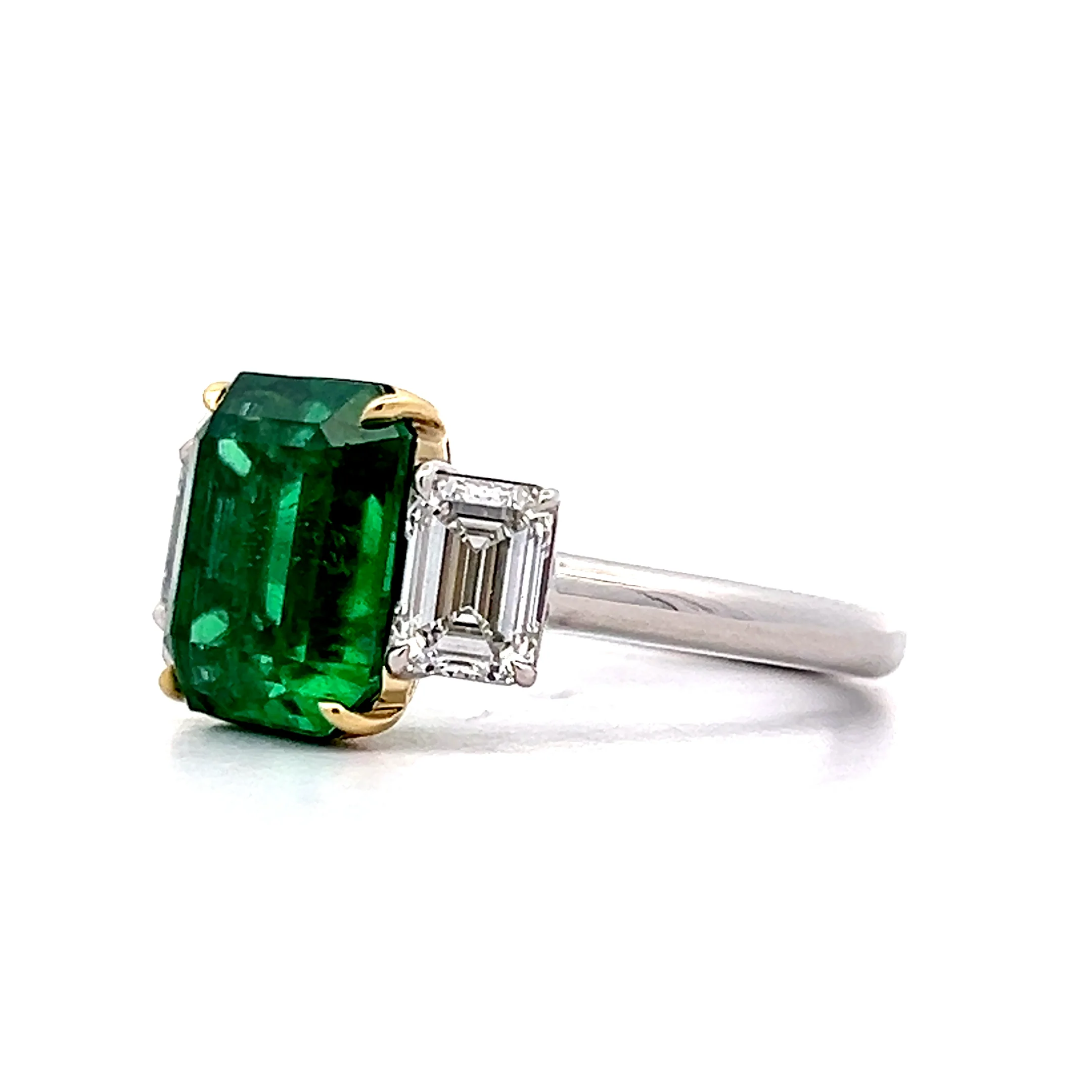4.75 Emerald Cut Emerald Engagement Ring in Platinum - Image 2