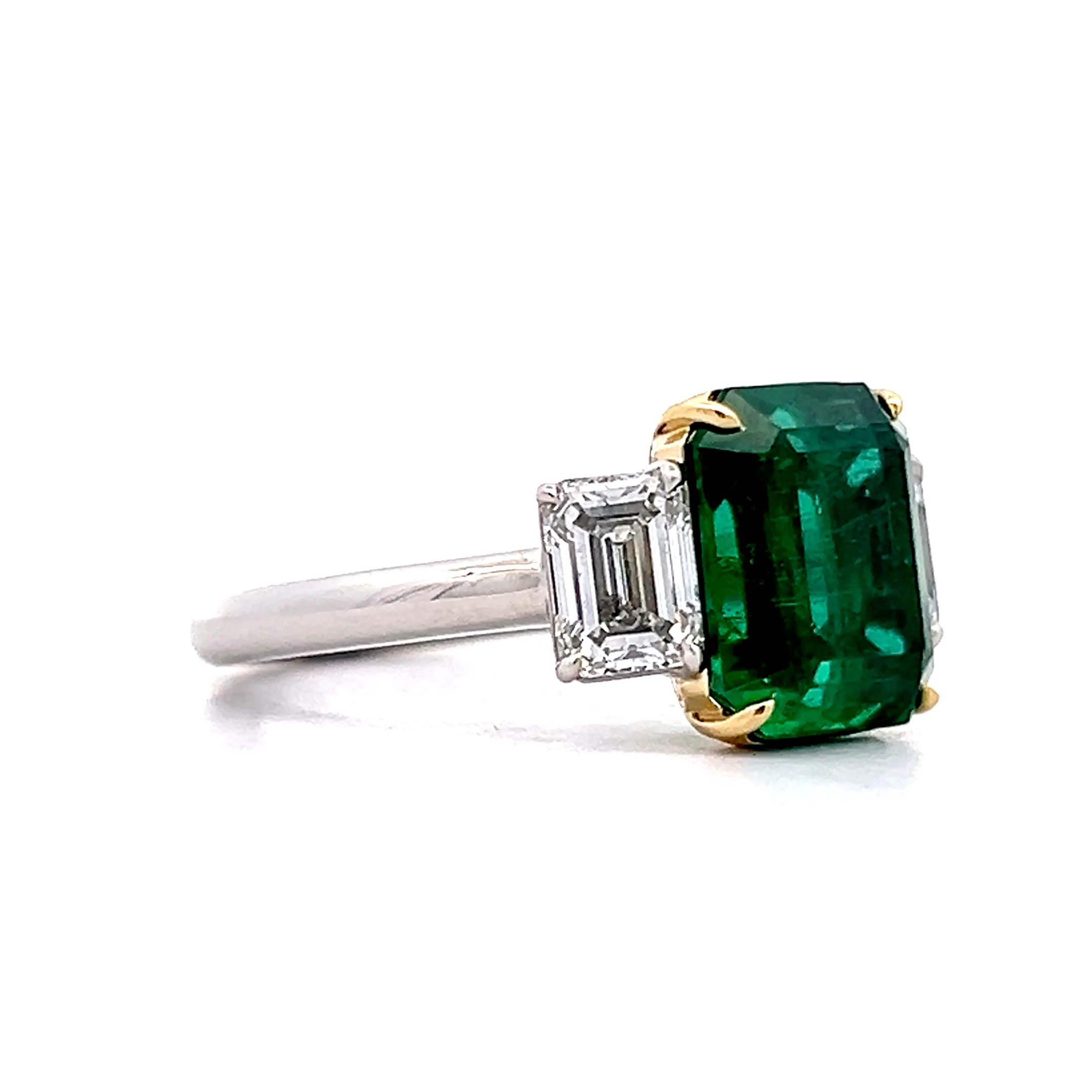 4.75 Emerald Cut Emerald Engagement Ring in Platinum - Image 3