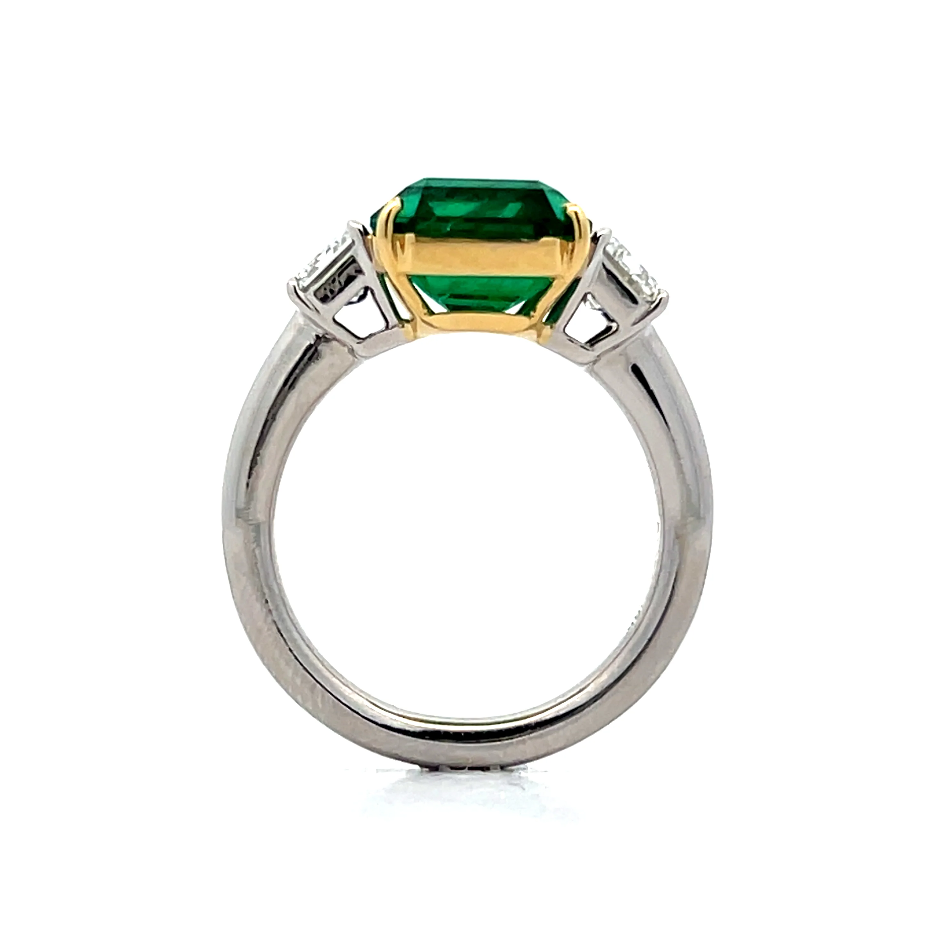4.75 Emerald Cut Emerald Engagement Ring in Platinum - Image 4