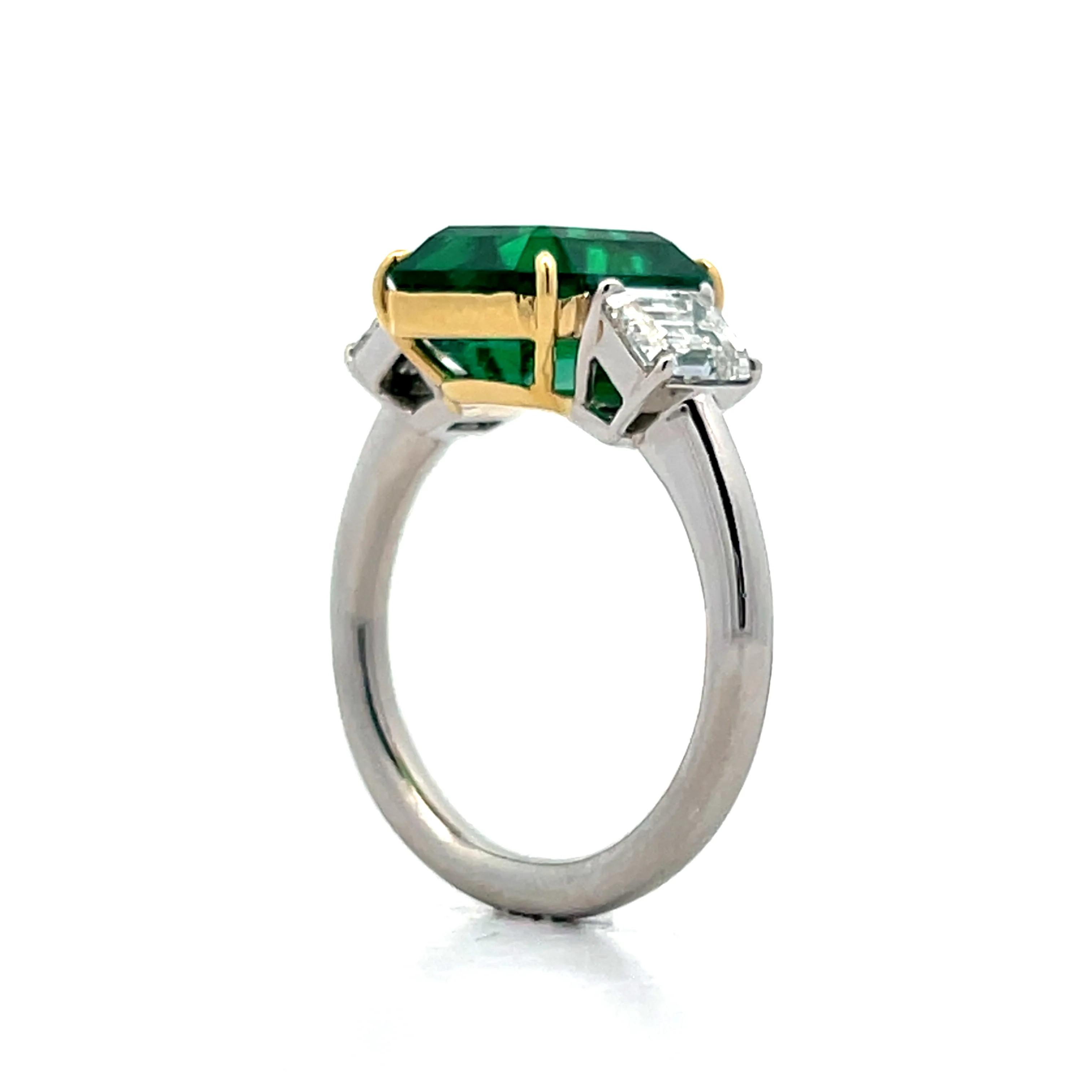 4.75 Emerald Cut Emerald Engagement Ring in Platinum - Image 5