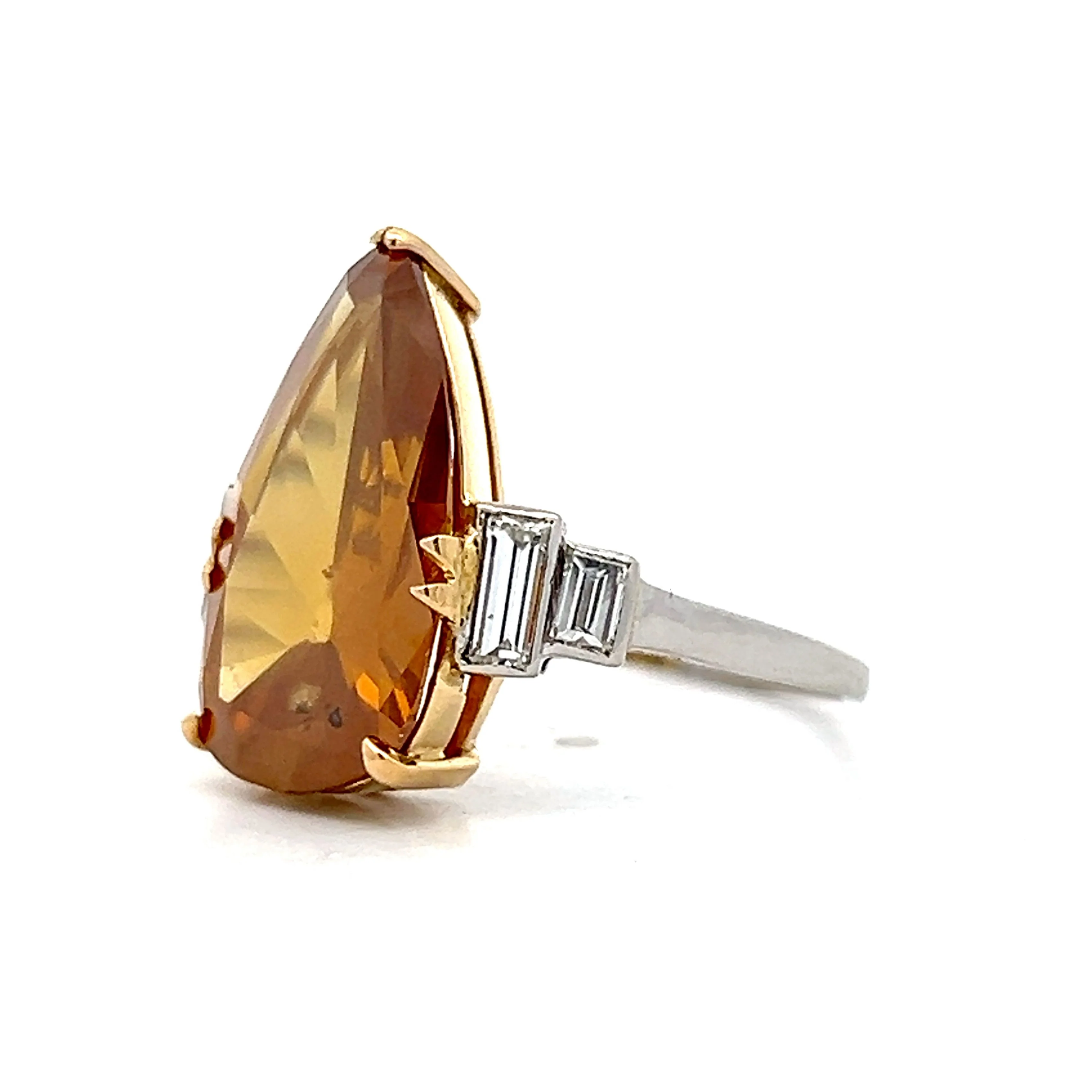 4.78 Pear Cut Brown Diamond in Yellow Gold & Platinum - Image 2