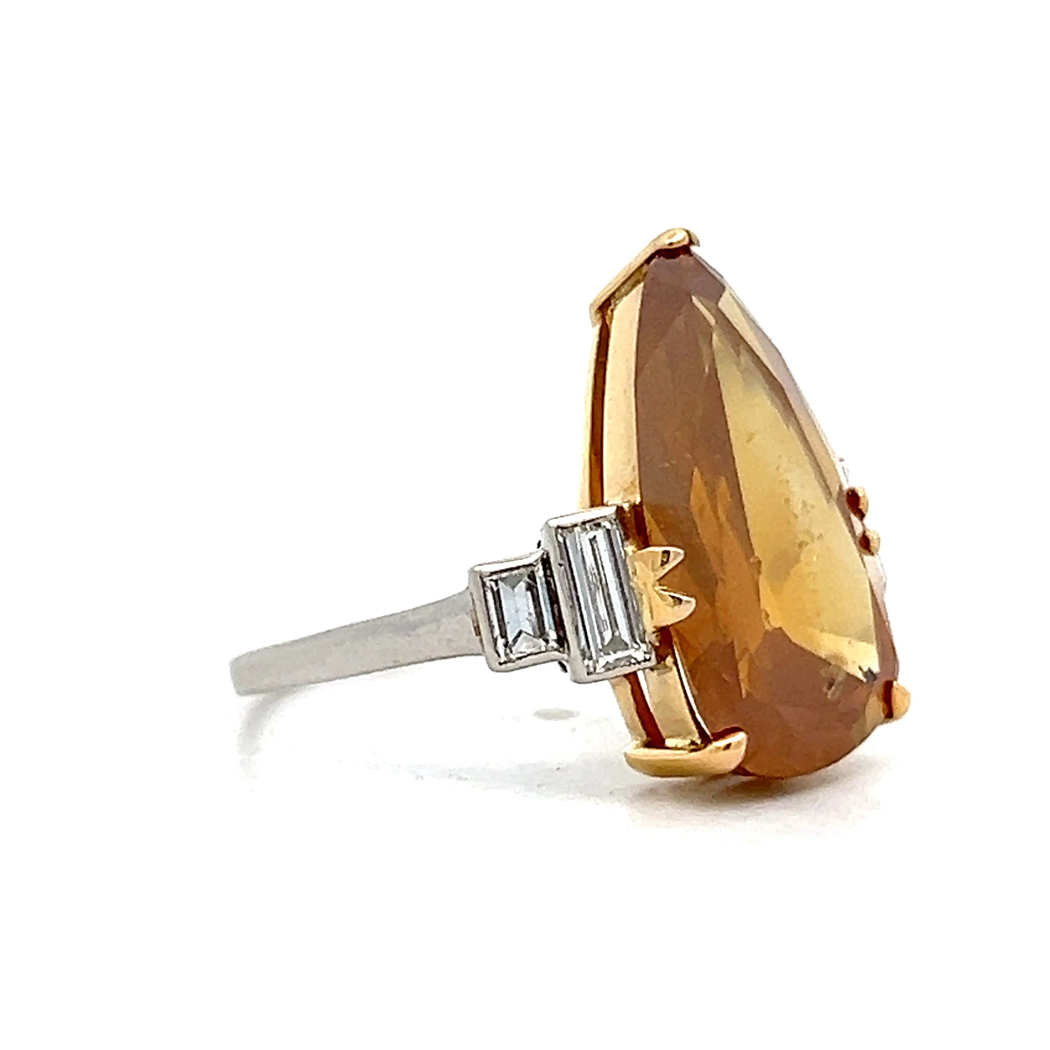 4.78 Pear Cut Brown Diamond in Yellow Gold & Platinum - Image 3