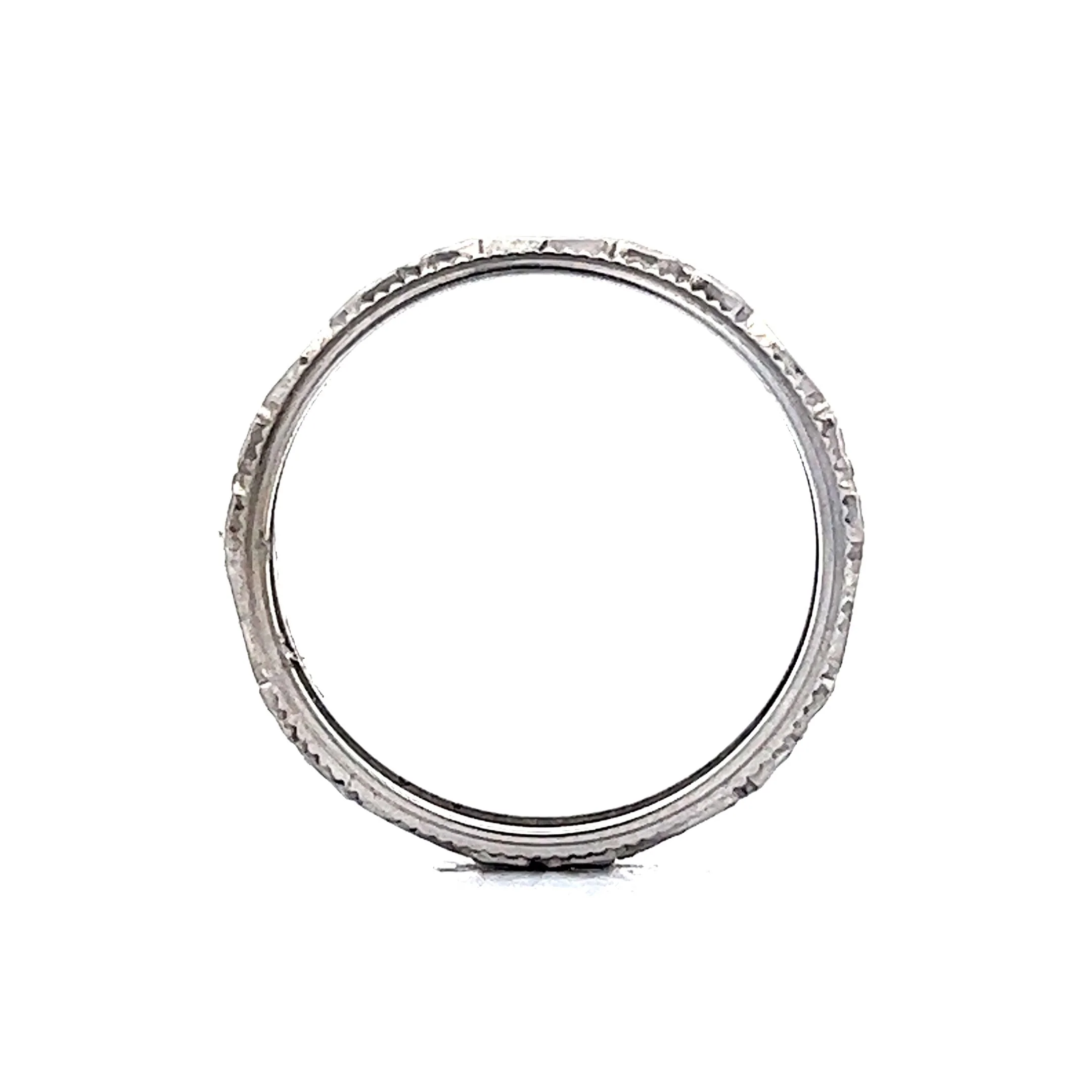 4.7mm Engraved Art Deco Wedding Band in 14k White Gold - Image 4