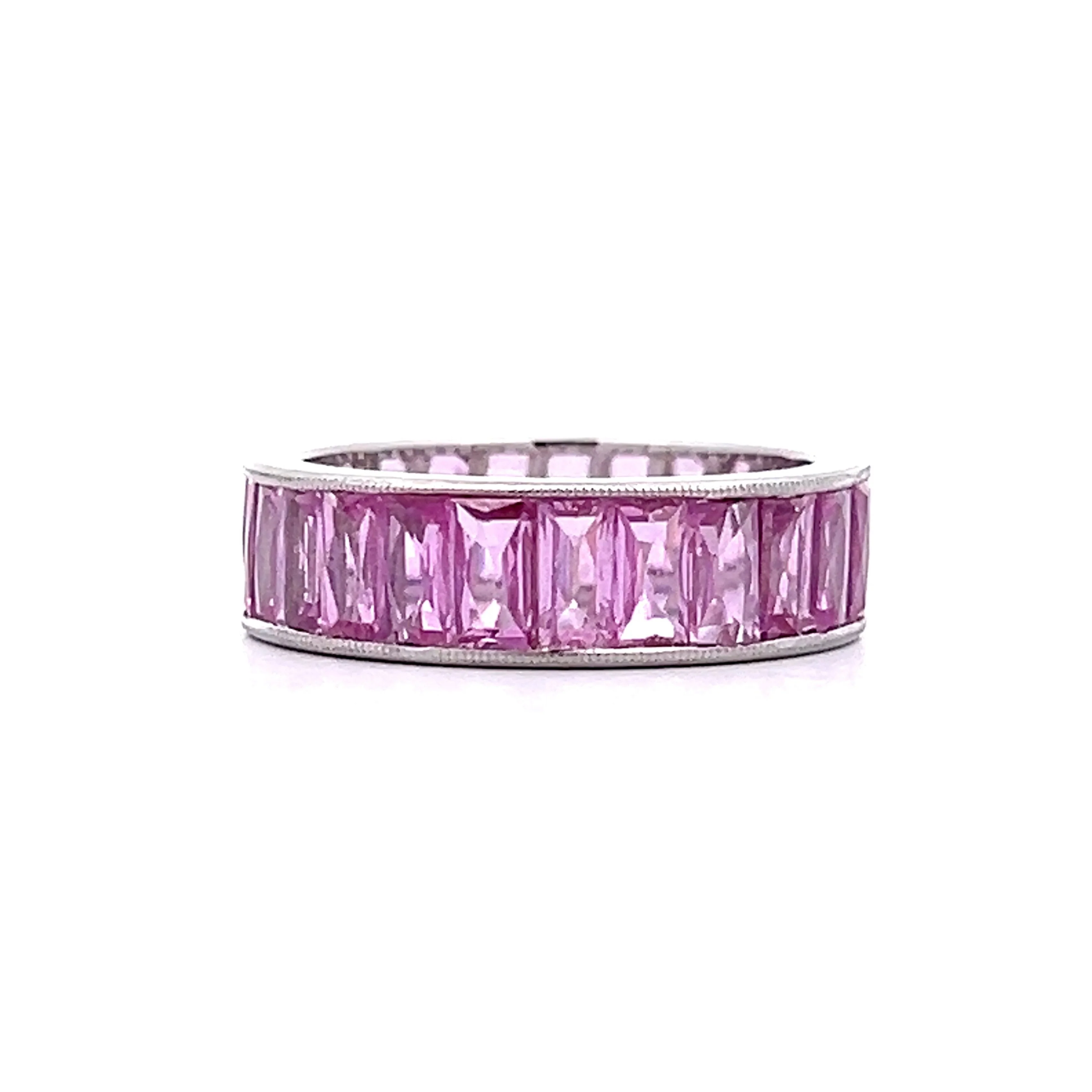 4.80 French Cut Pink Sapphire Eternity Band in Platinum - Image 2