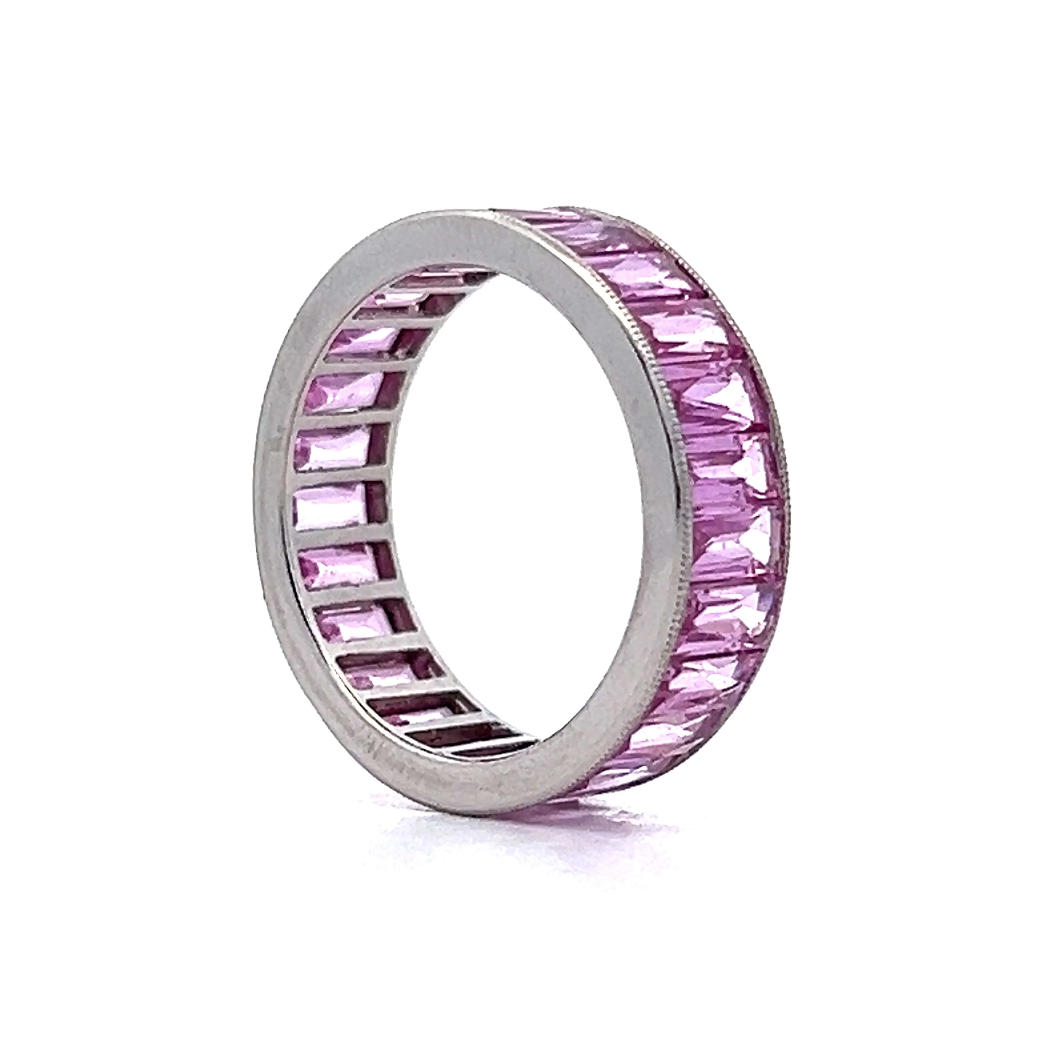 4.80 French Cut Pink Sapphire Eternity Band in Platinum - Image 5