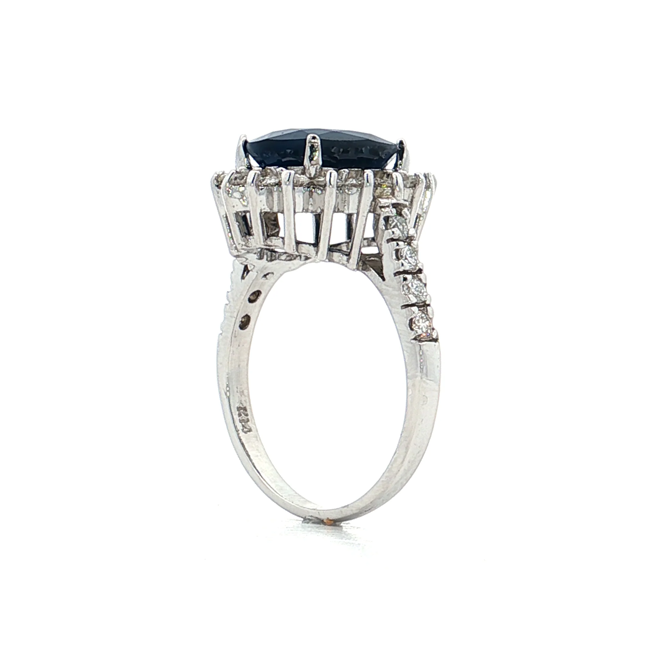 4.80 Oval Sapphire Halo Cocktail Ring 14k White Gold - Image 5